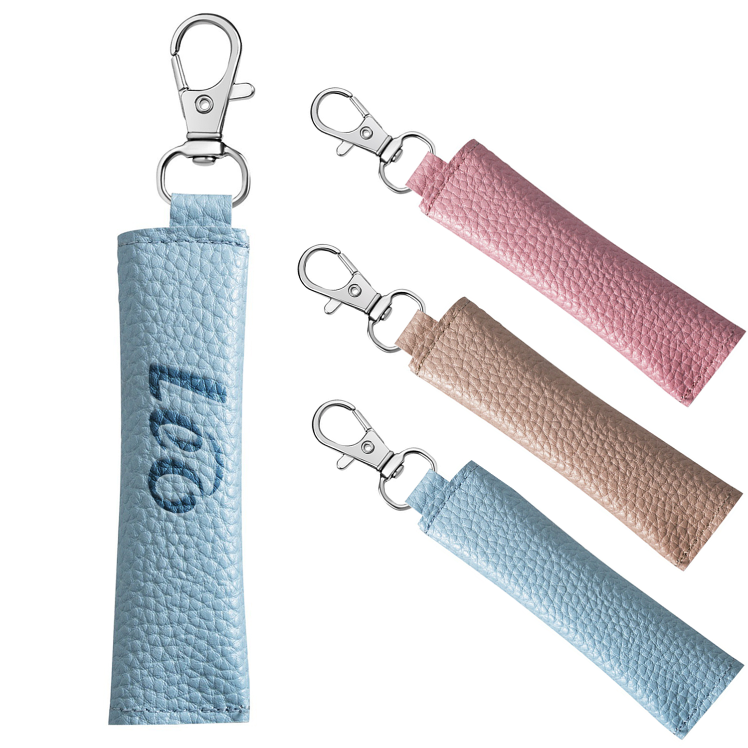 Litchi pattern coin earphone cable storage keychain 7