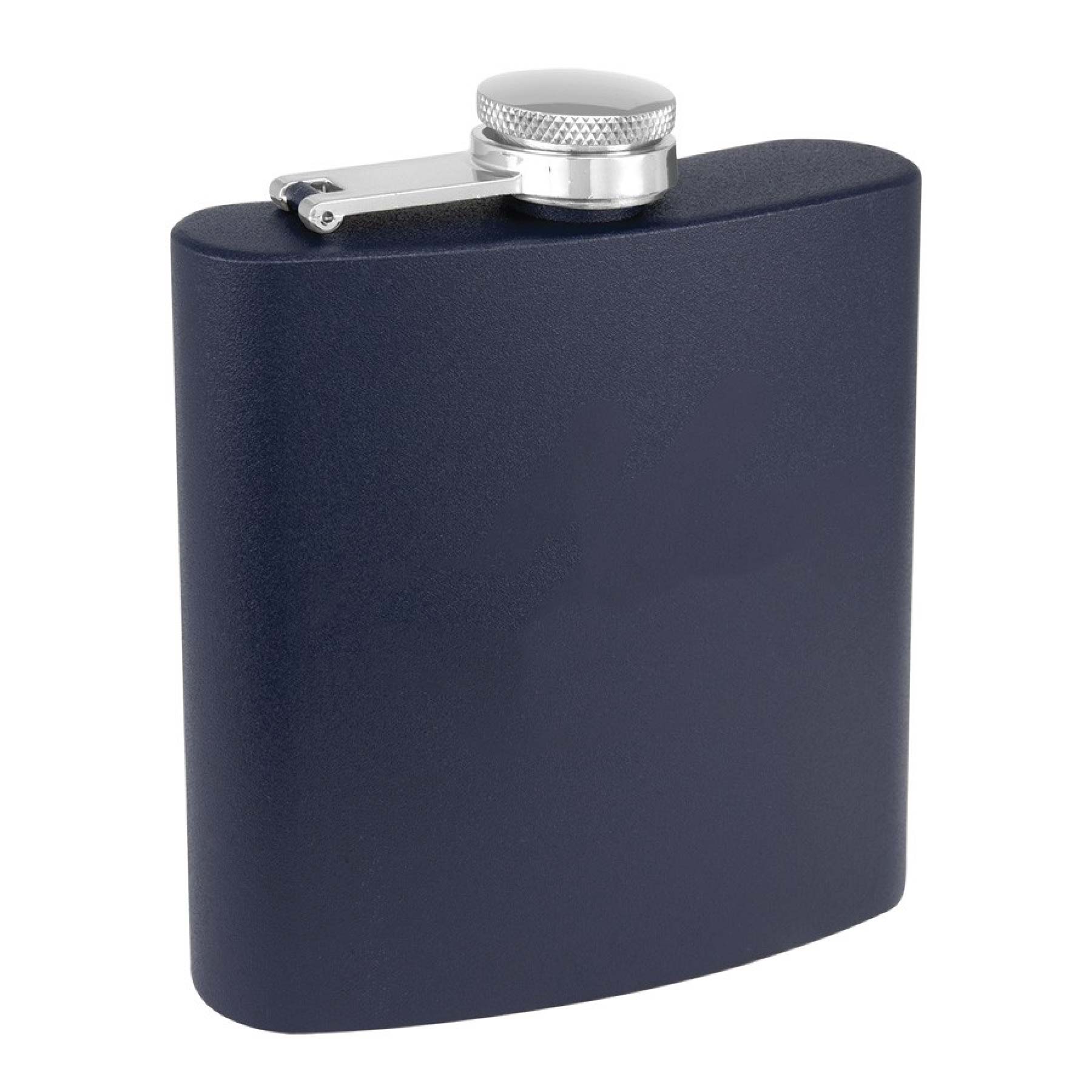 6 Oz. Matte Navy Blue Powder Coated Stainless Steel Flask, custom water bottle with logo imprint 4