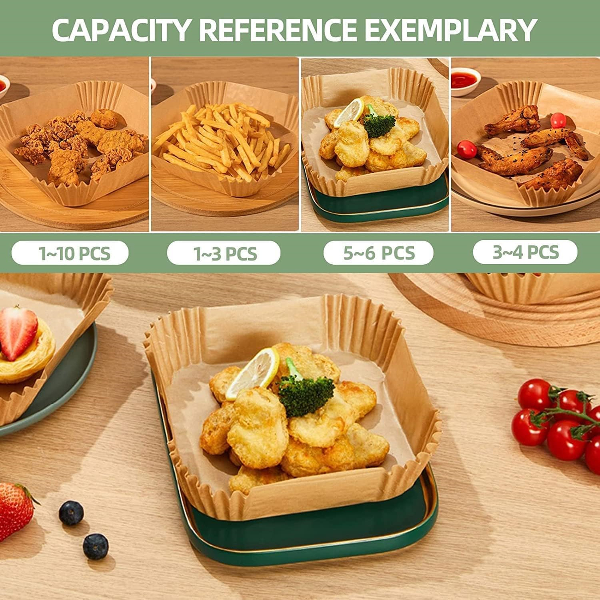 100 Pcs 6.3 Inch Air Fryer Paper Liners 5