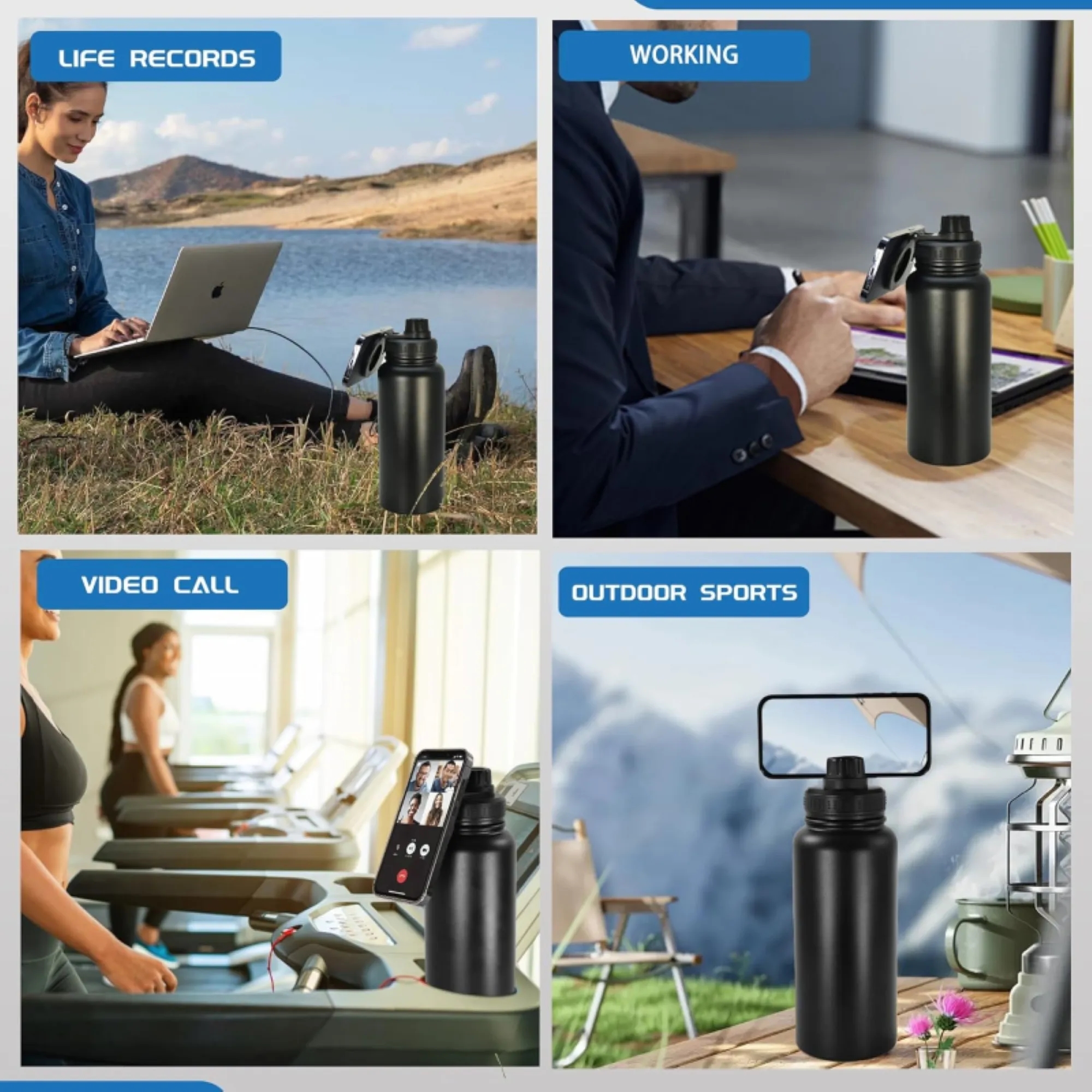 33.8oz Large Capacity Magnetic Stand Outdoor Water Bottle 2