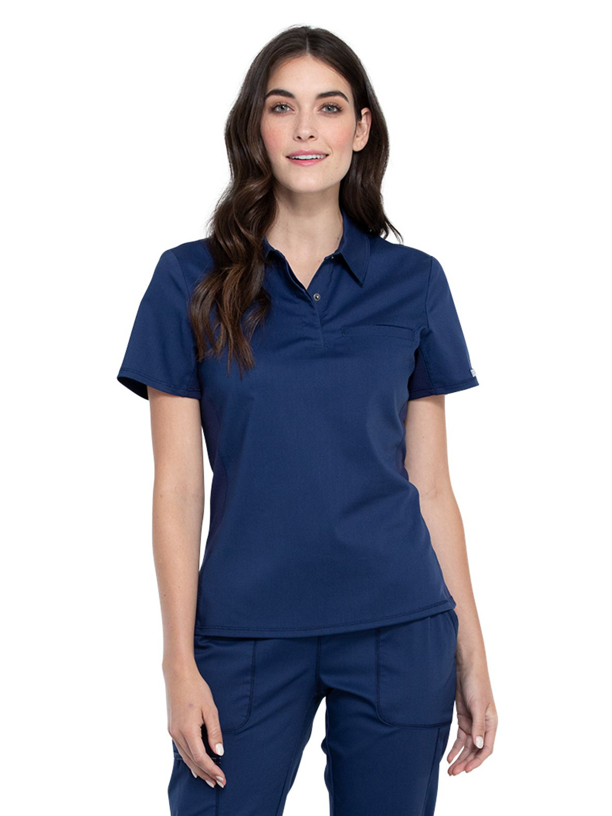 Cherokee - Workwear Revolution - Women's 1-Pocket Tuckable Snap Front Polo Shirt 4