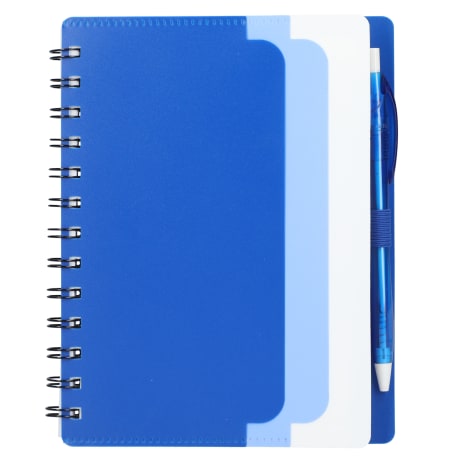 5" x 7" Recycled Dual Pocket Spiral Notebook w Pen 169