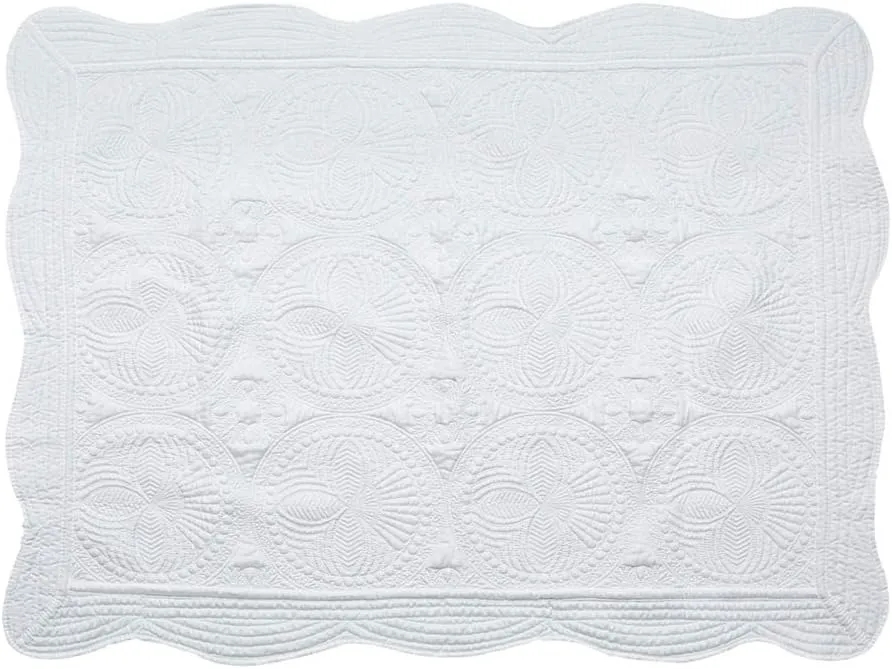 Toddlers Quilt Embroidery Scalloped Blanket 36" x 45" Newbor 4
