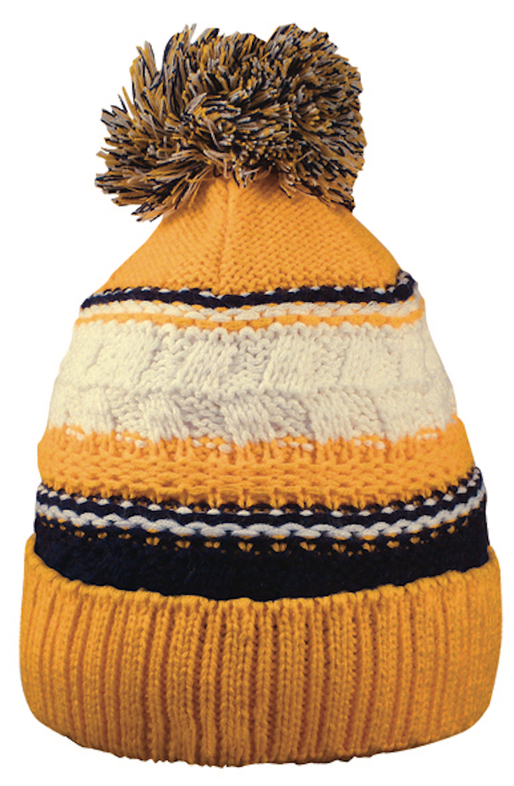 Striped Team Pom Beanie 7
