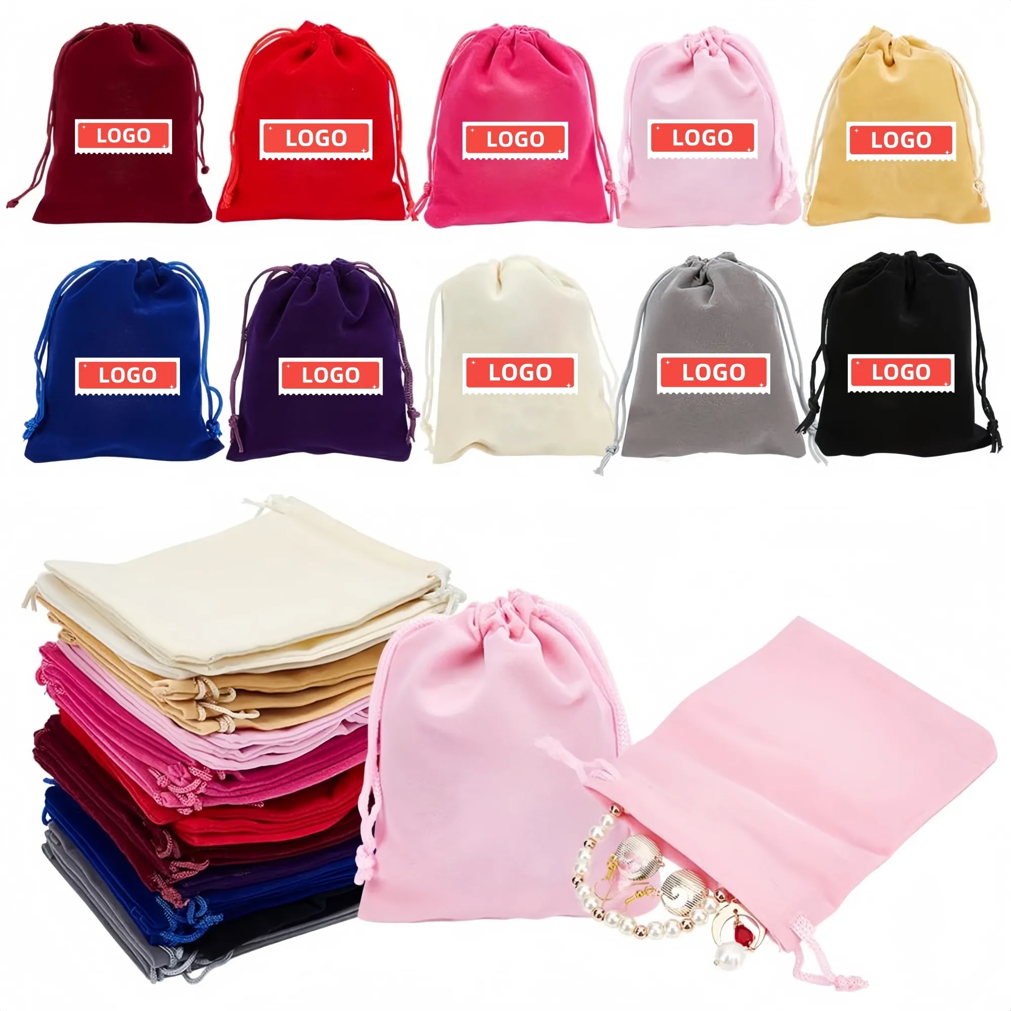 Full Color Soft Velvet Drawstring Pouch for Jewelry 2