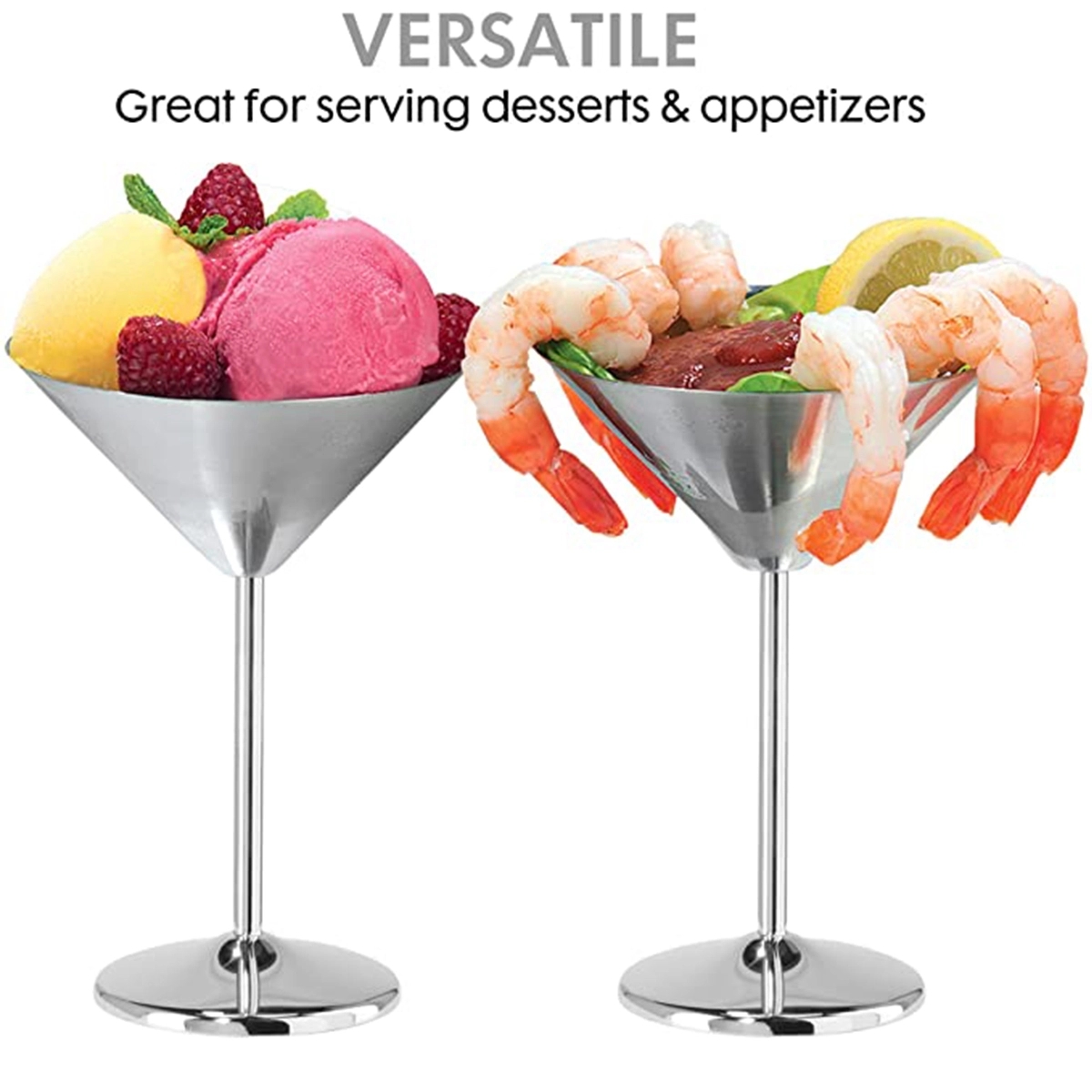 Stainless Steel Martini Glasses - 8Oz 2