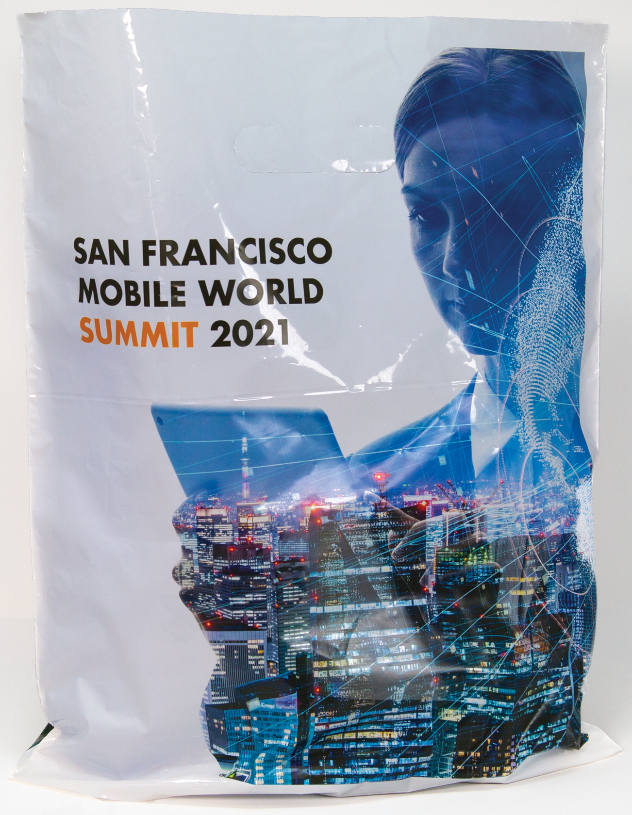 Digital Full Color White 2-Sided Plastic Bags w/Gusset (12" x 13.5" x 3") 4
