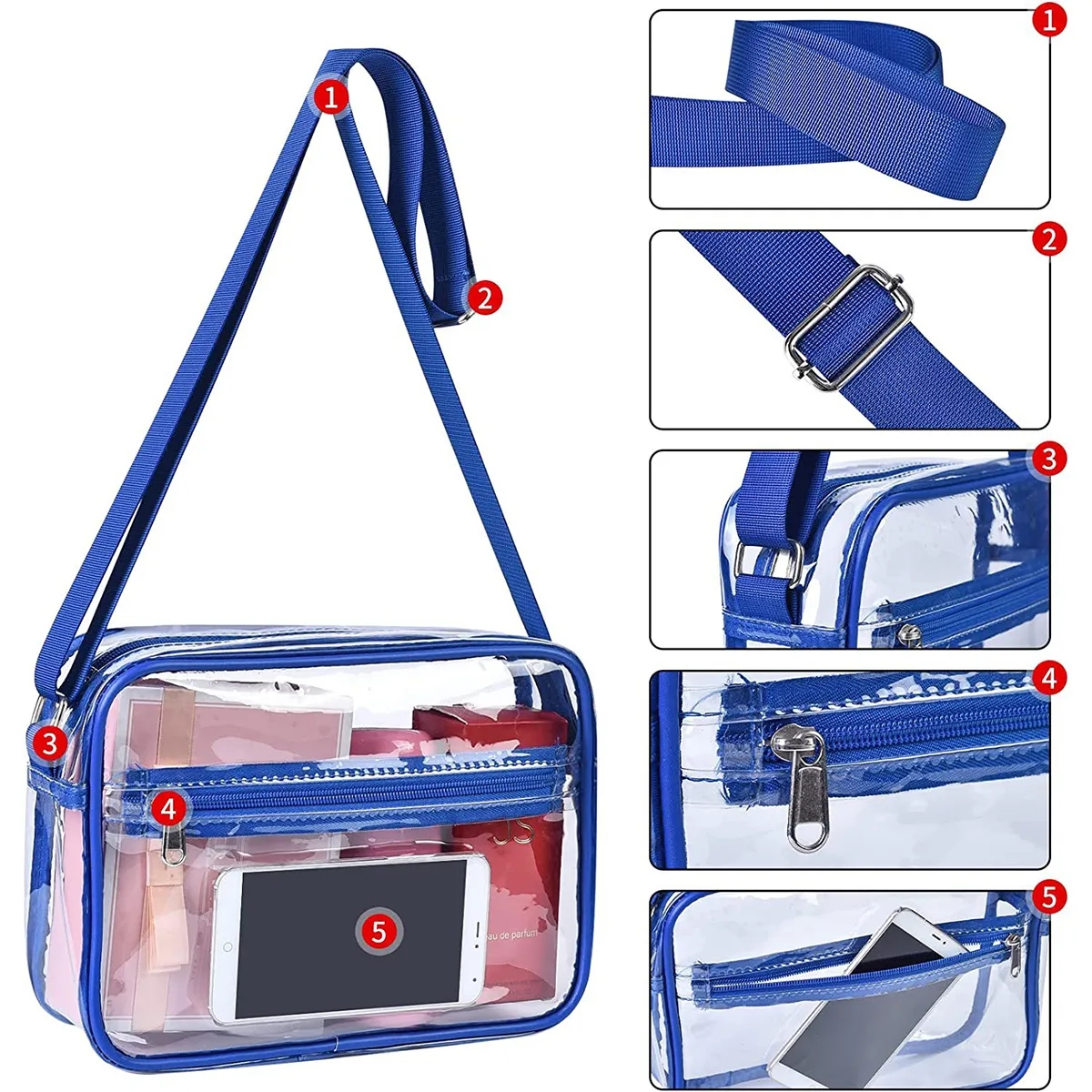 Stadium Approved Clear Crossbody Shoulder Bag 4