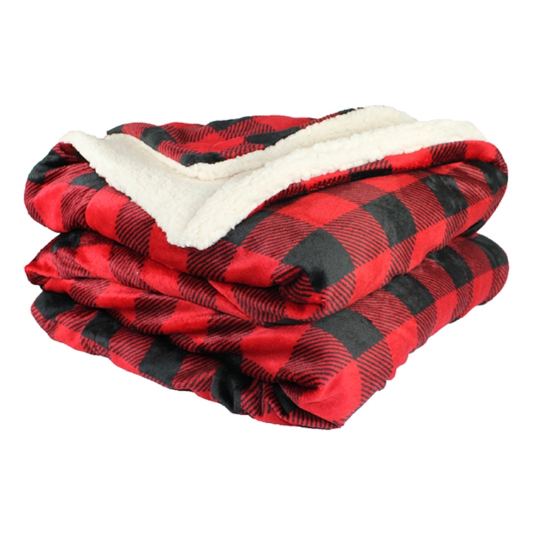 Red and Black Plaid Sherpa Blanket 2