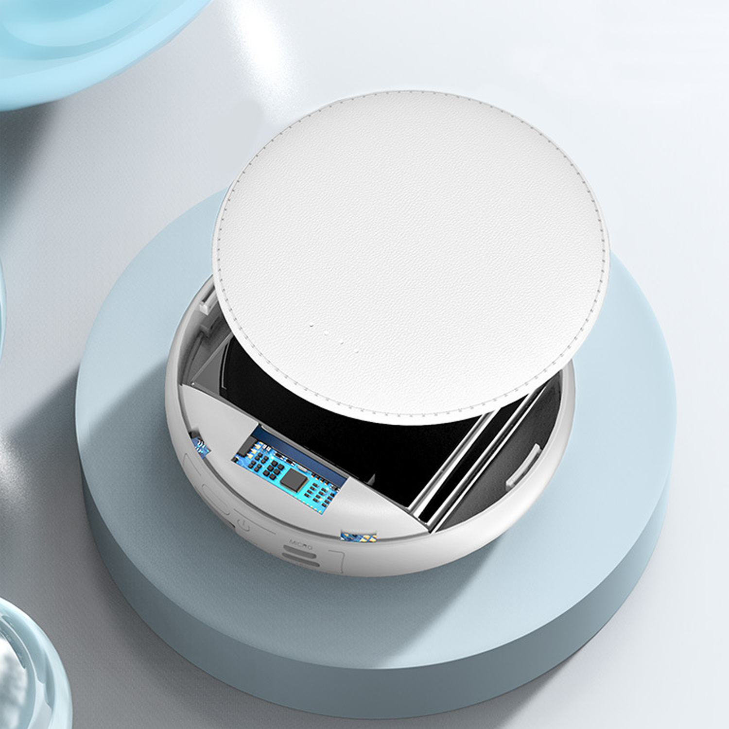 Round PU Wireless Power Bank 6