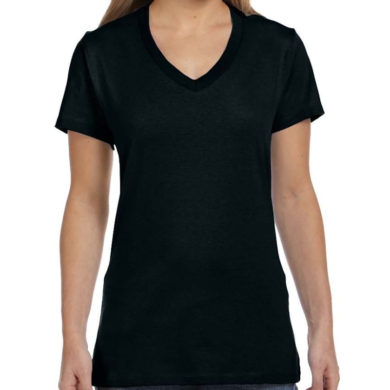 Hanes Ladies 4.5 Oz., 100% Ringspun Cotton Nano-T® V-Neck T- 3