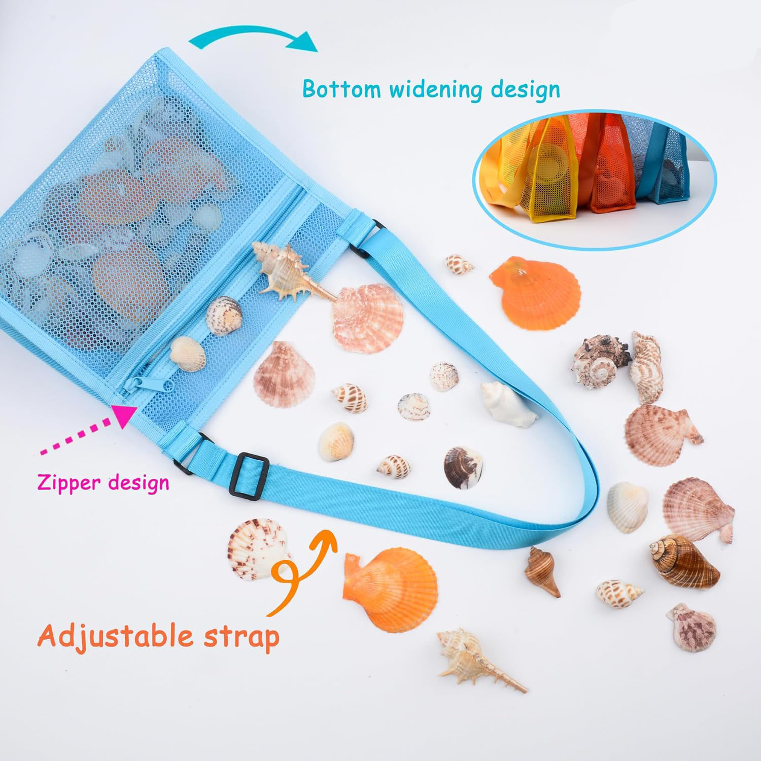 Nylon Mesh Beach Toy Crossbody Bag Storage Carrier 3