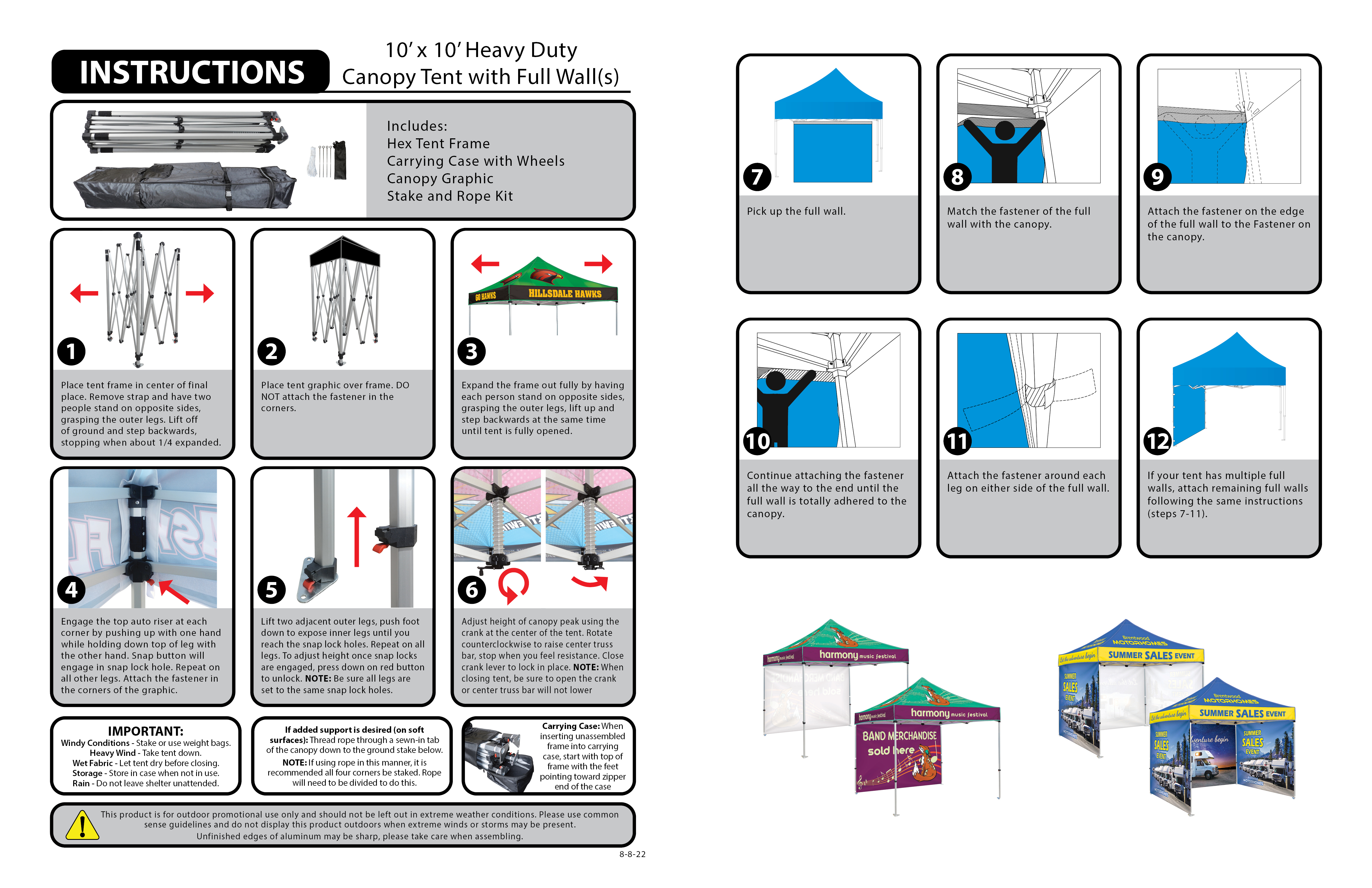 10' Heavy Duty Tent With Three Full Double Sided Walls 7