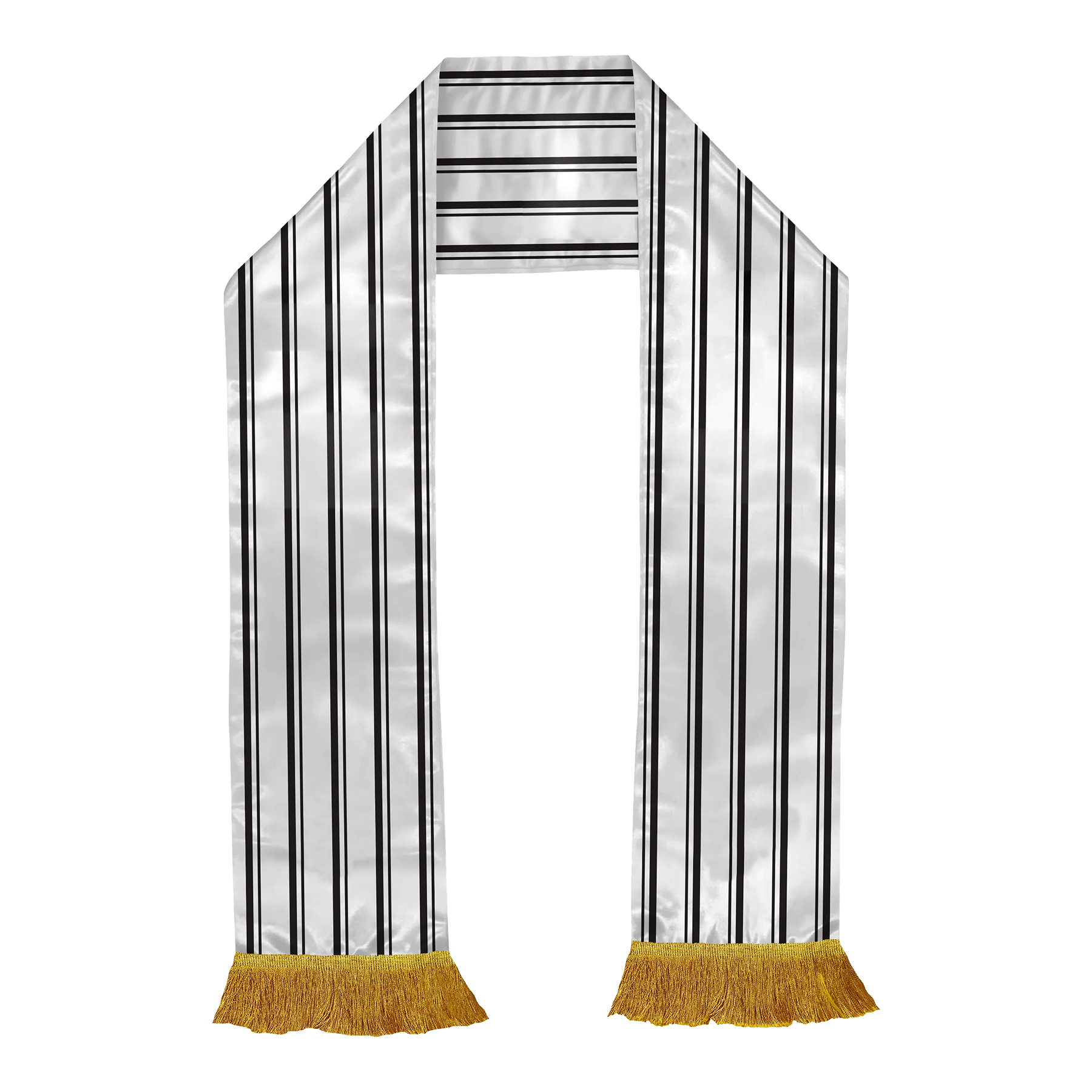 Premium 140gsm Glossy Satin Fan Scarf With Tassel Fringe 23