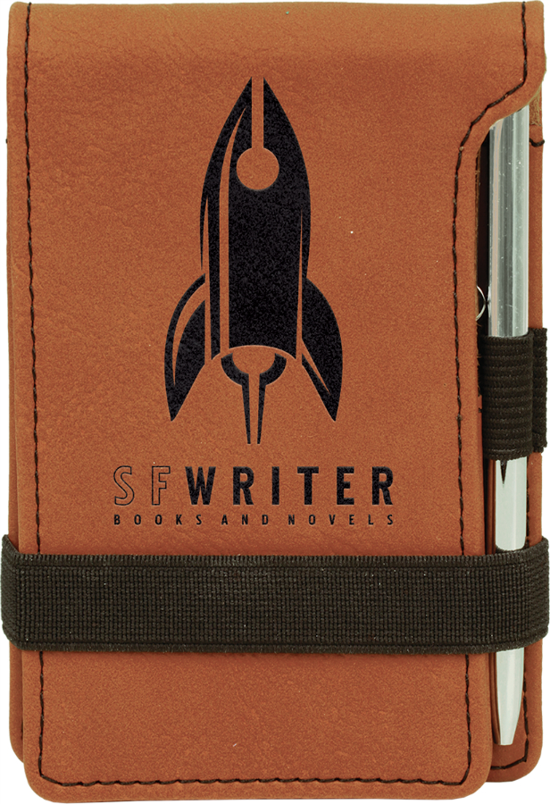 3 1/4" x 4 3/4" Rawhide Leatherette Mini Notepad with Pen 1