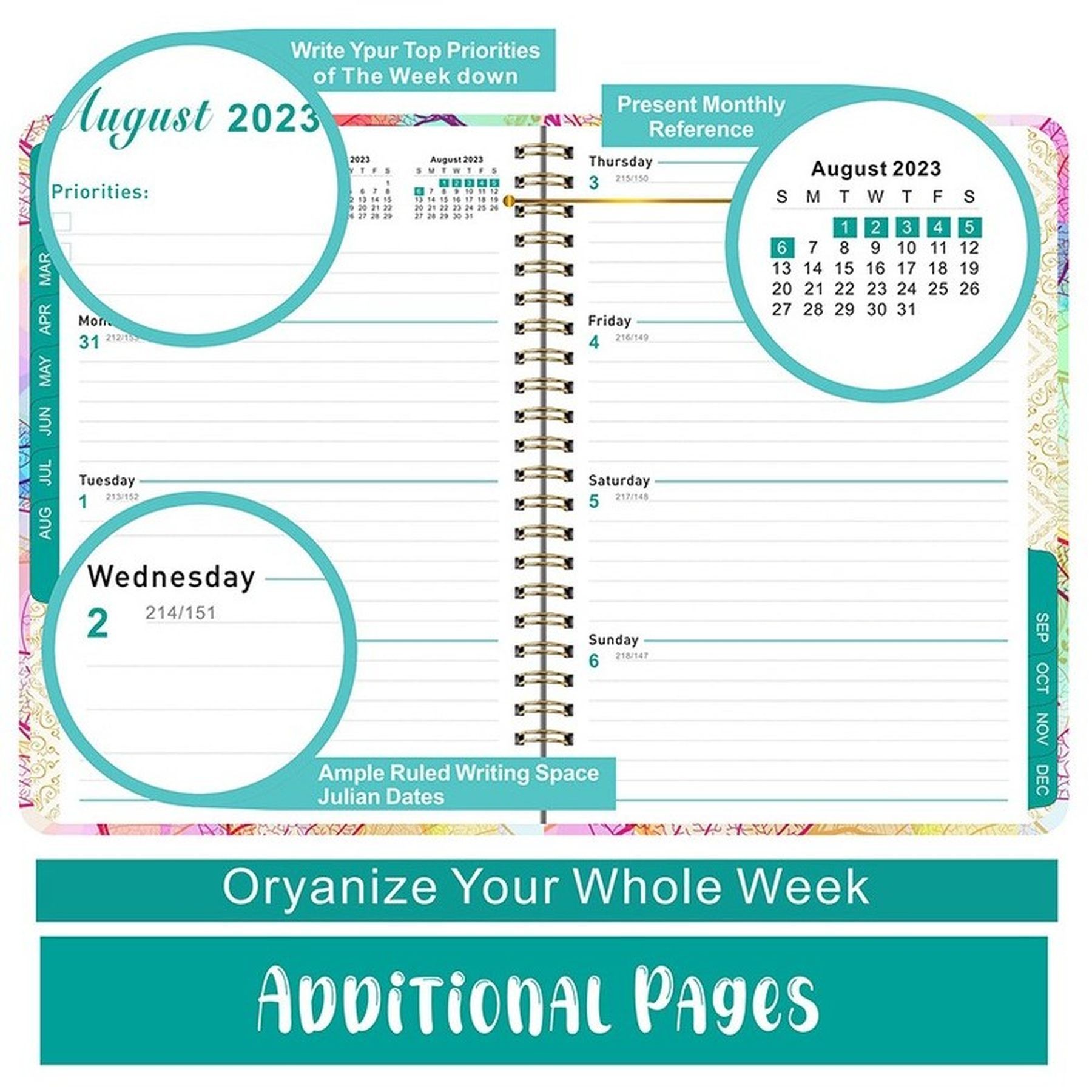 Twin-Wire Binding Weekly And Monthly Planner 6