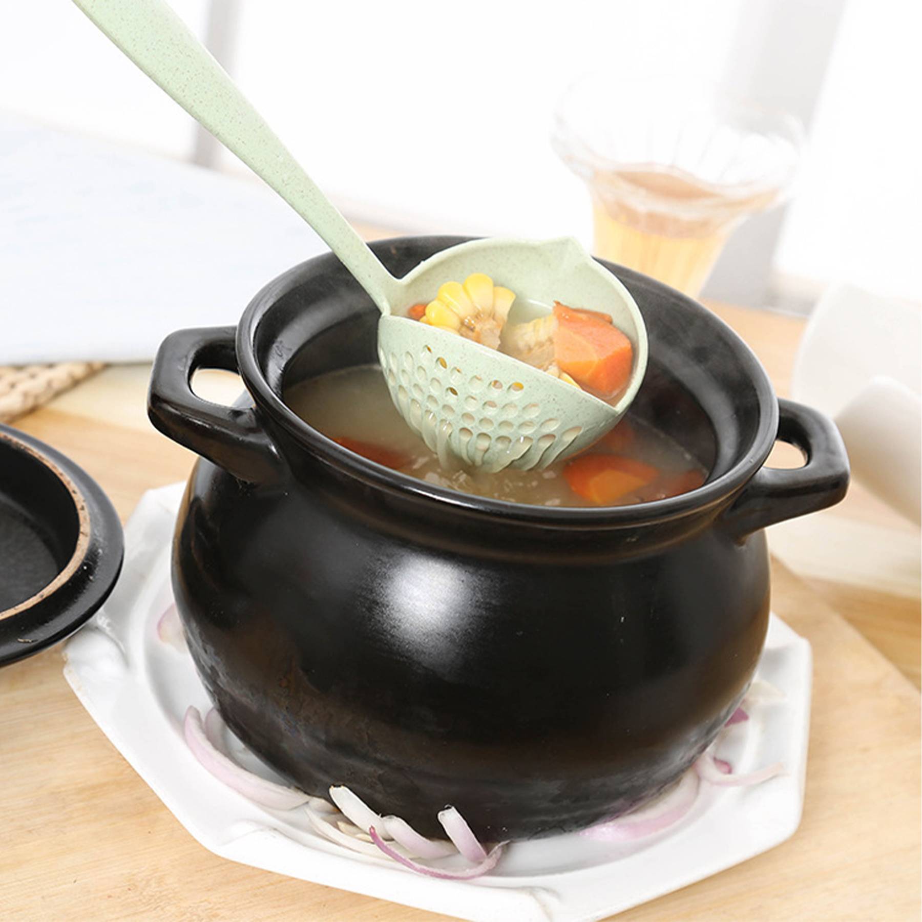 Plastic eco-friendly long-handled colander 3