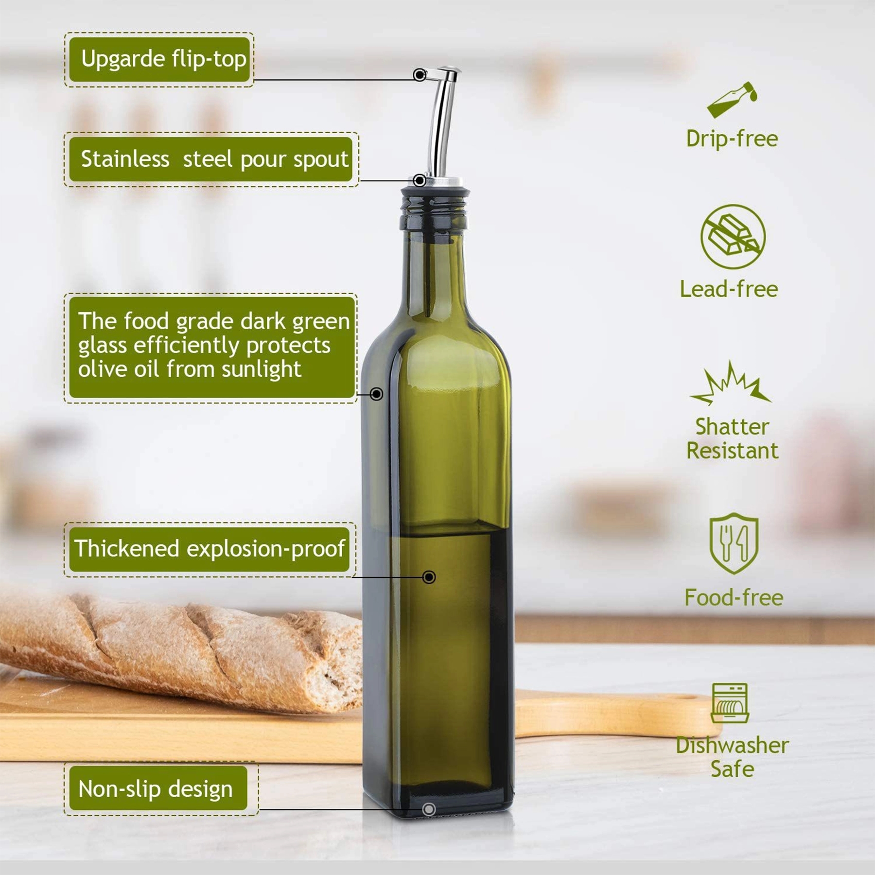 17Oz Glass Olive Oil Bottle Dispenser 2