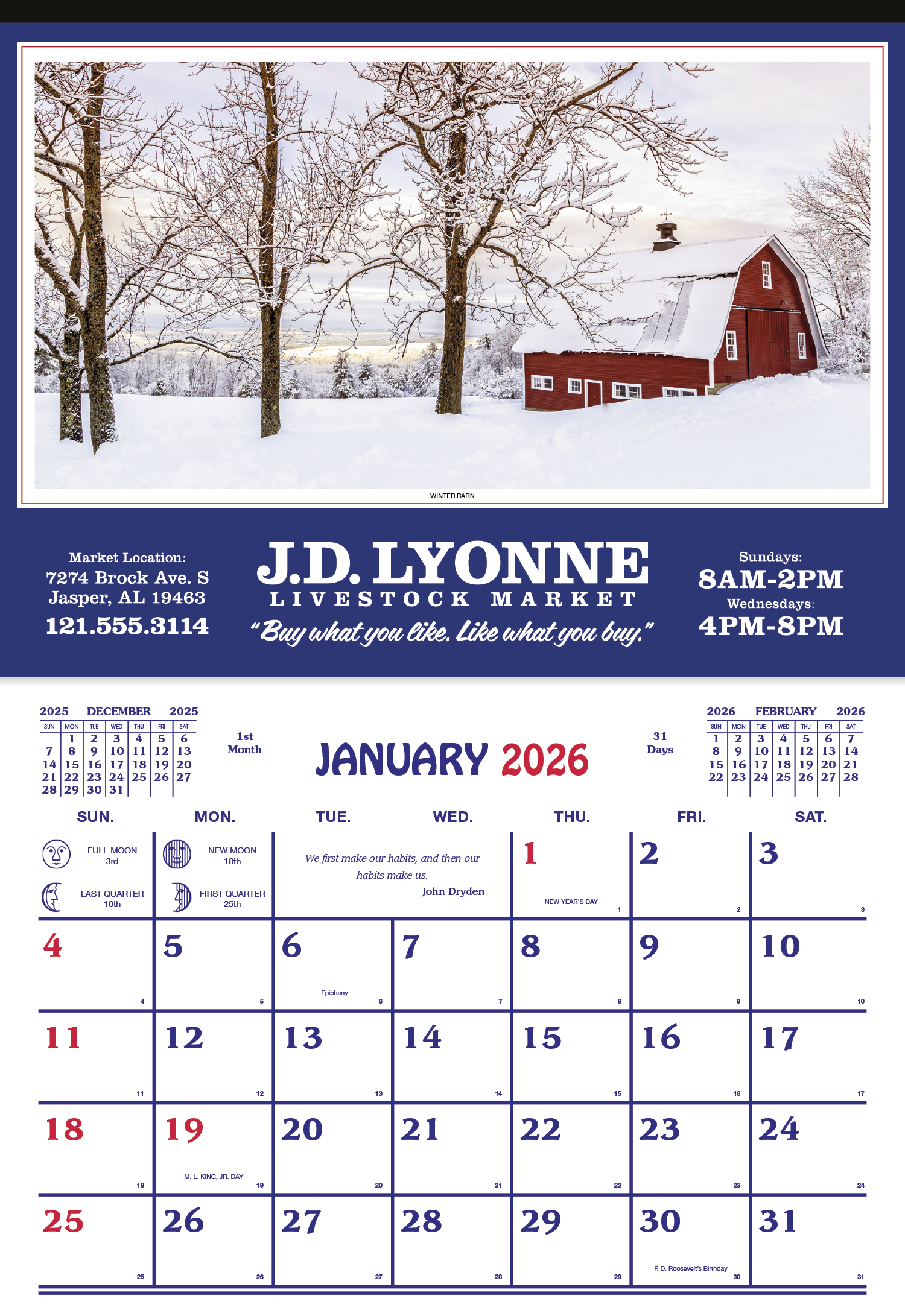 Skinner & Kennedy® Farm Calendar 90