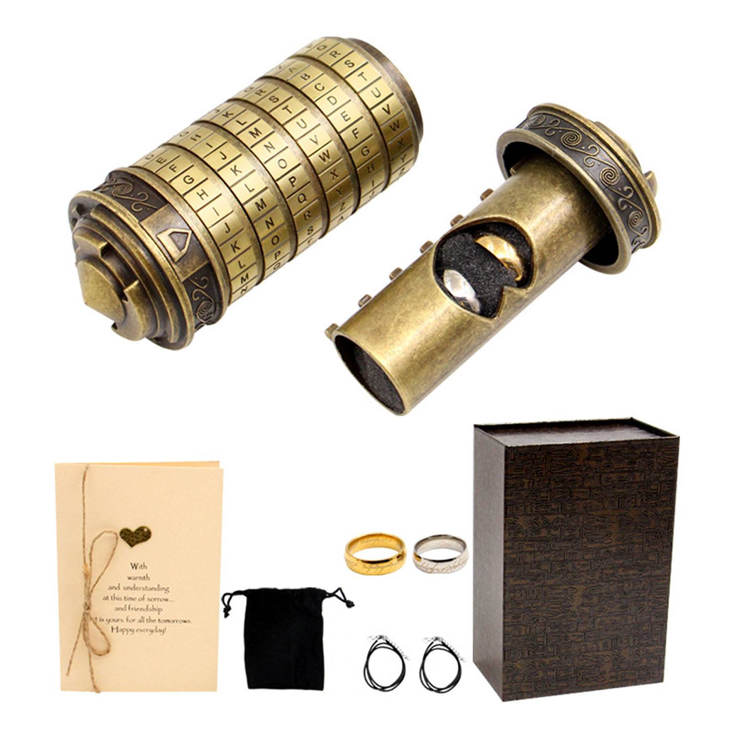 Vintage Metal Da Vinci Code Cryptex Puzzle Box 6