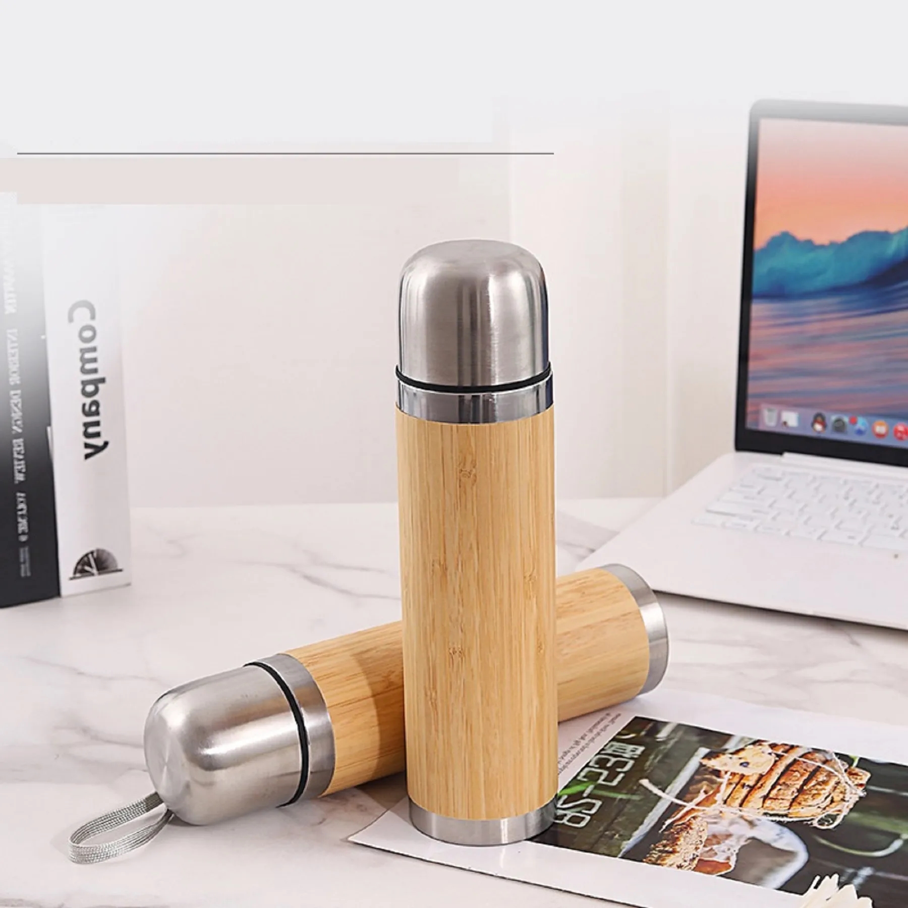 15 Oz. Bamboo Shell 304 Stainless Steel Bottle with Cup 5