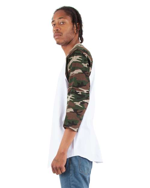 Unisex Three-Quarter Sleeve Camo Raglan T-Shirt - SHRAGCM 2