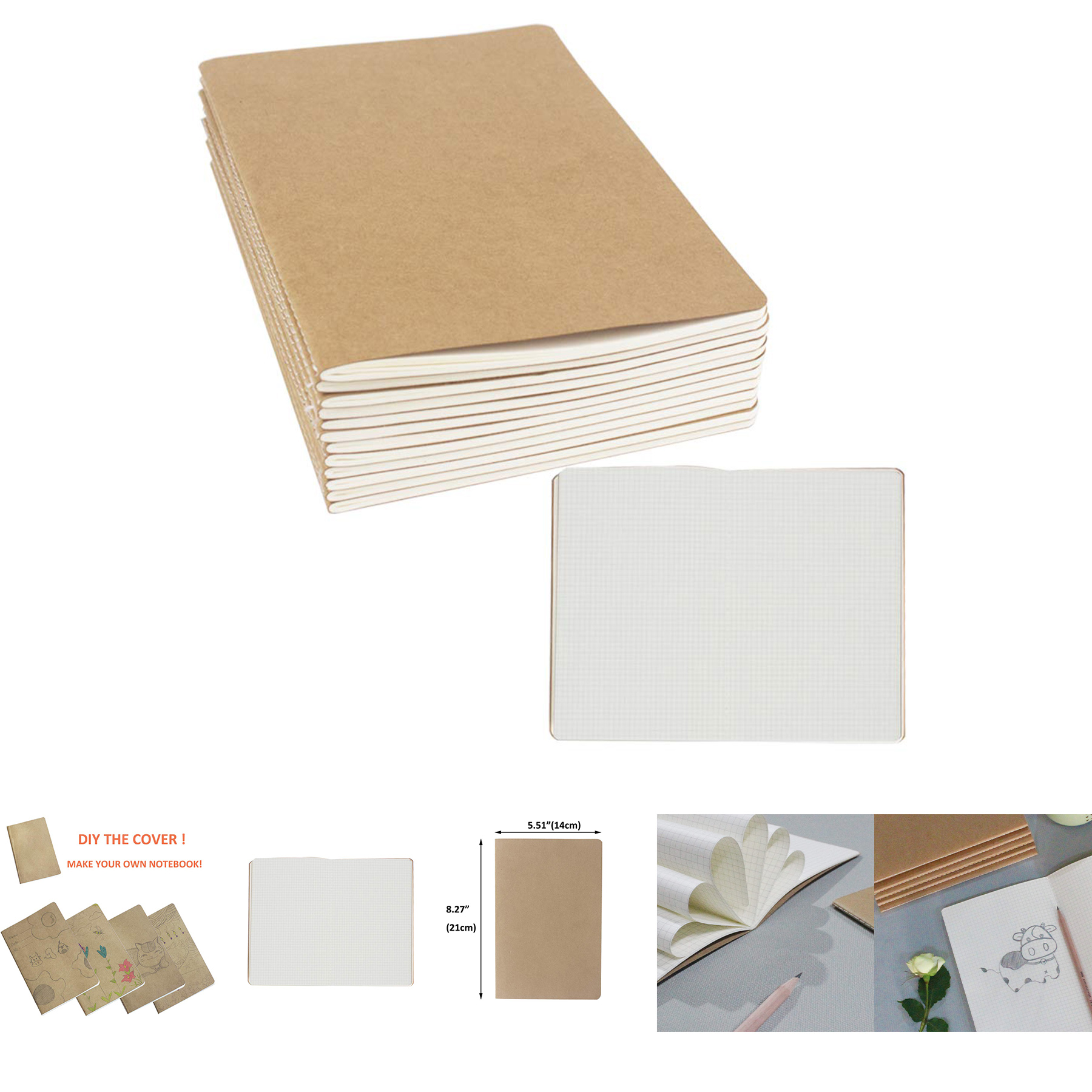 12 Pack A5 Graph Paper Notebook
