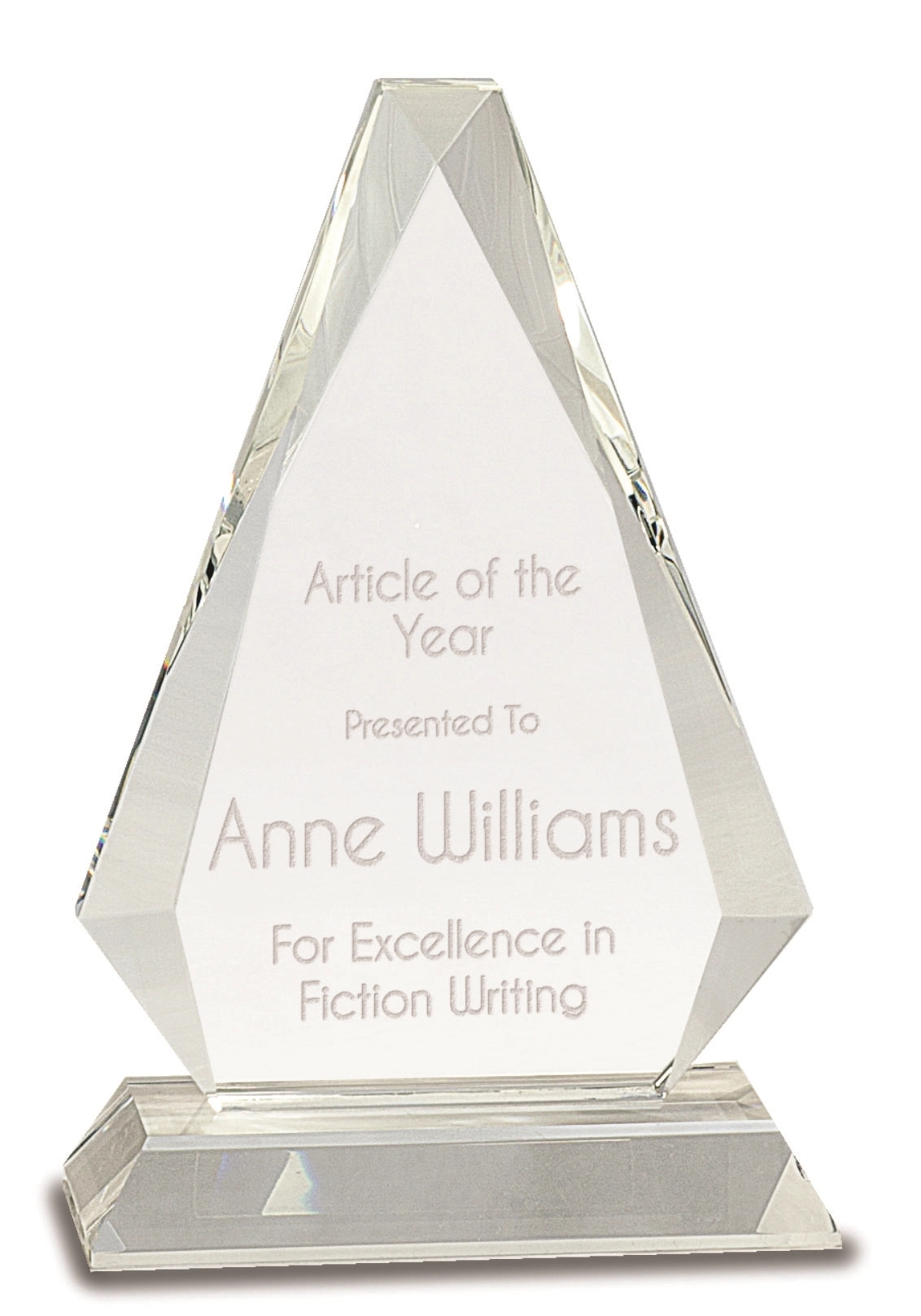 Optic Crystal Triangle Award on Clear Pedestal Base 4