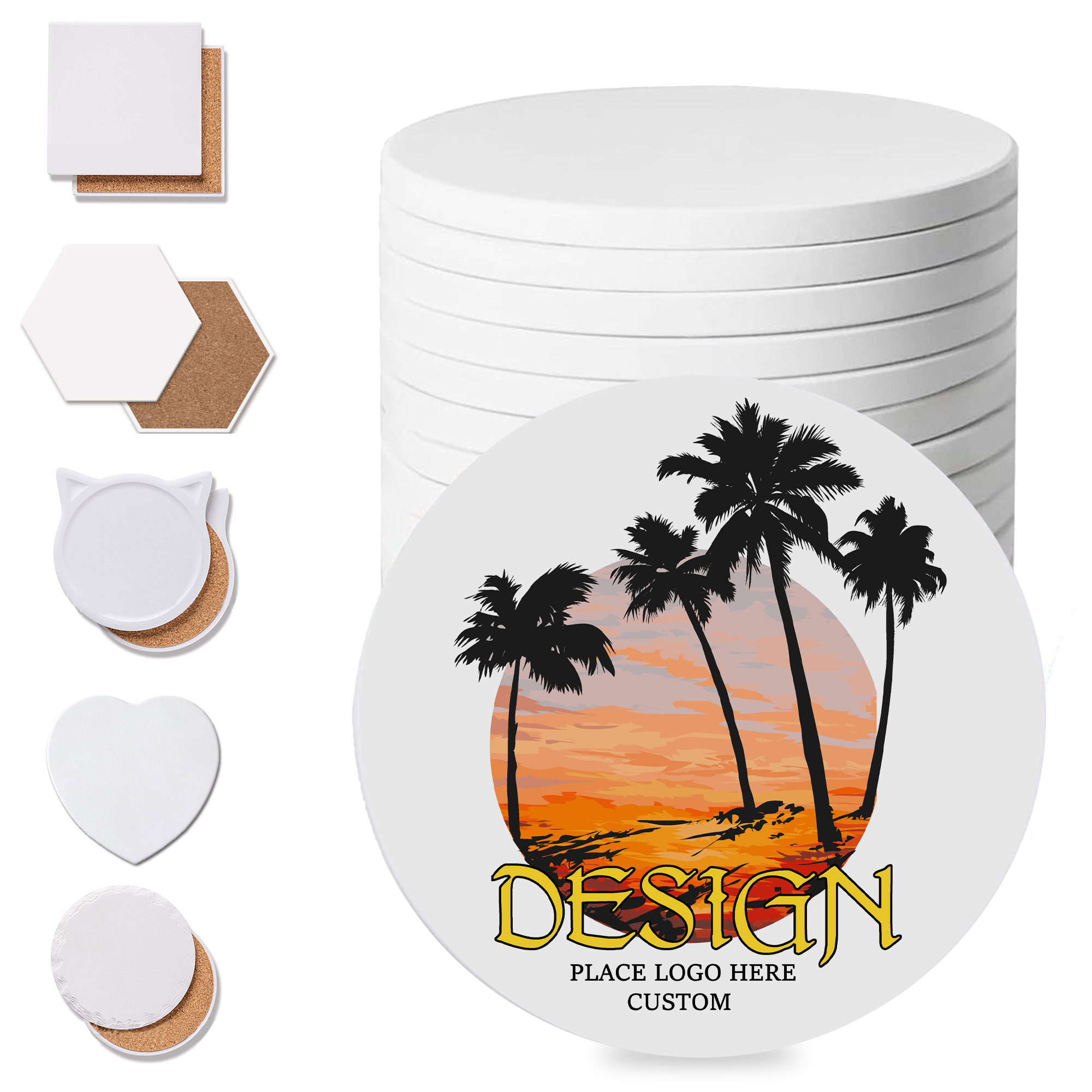 Non-Slip Absorbent Ceramic Coaster w/ Custom Imprint 1