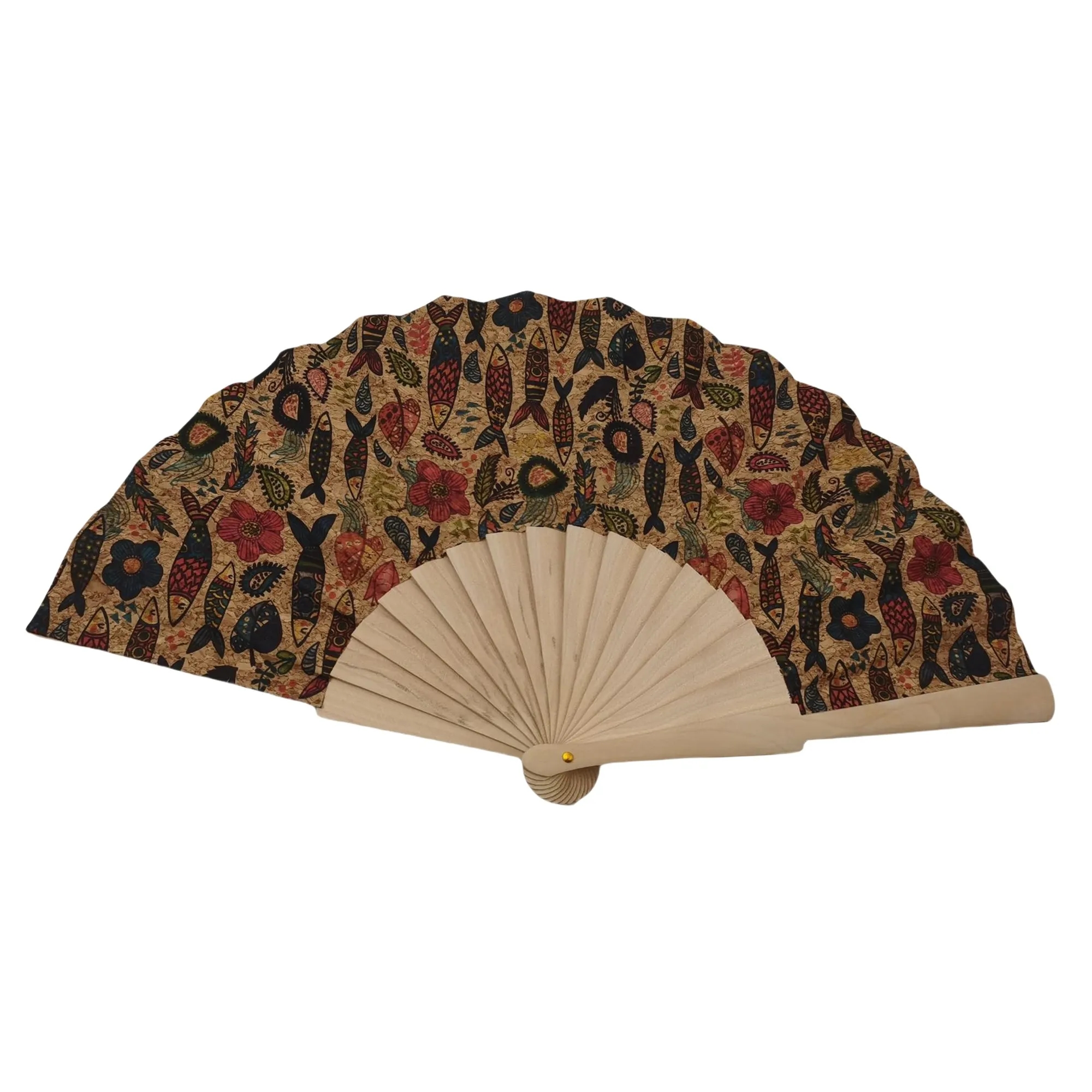 Wooden Cork Folding Hand Fan 7