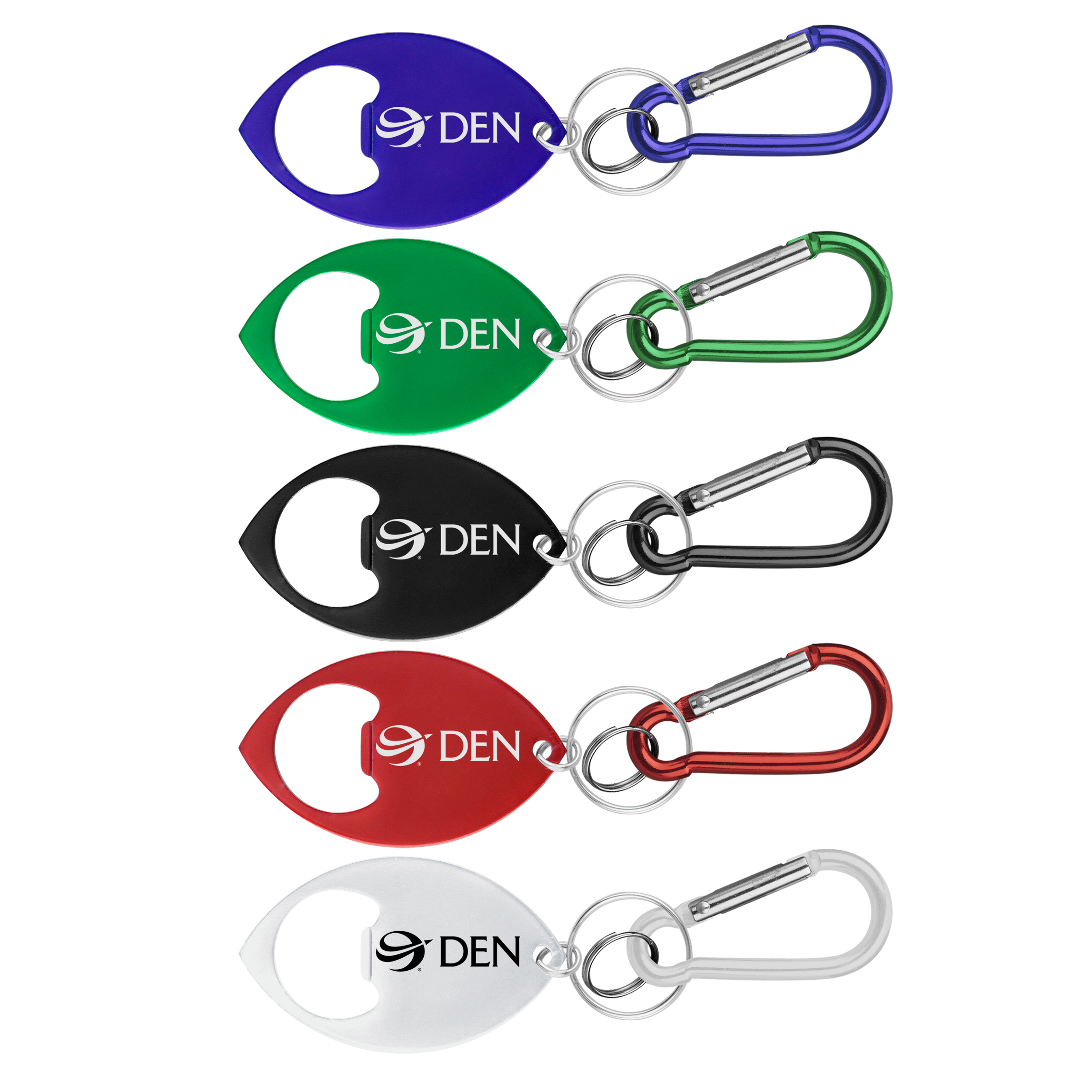 Football Shaped Bottle Opener w/ Key Ring & Carabiner 2