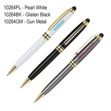 Elegant Heavy Weight Brass Ball Point Pen with Stylus - Gun Metal 2