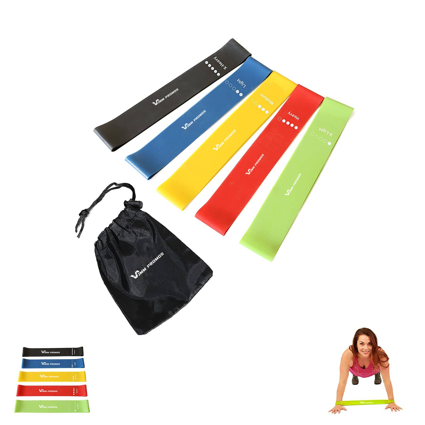 5 Set Of Stretch Bands For Booty Legs, Pilates Flexbands 2