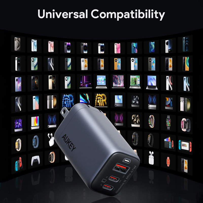 Aukey 3-Port 67W PD Wall Charger 11