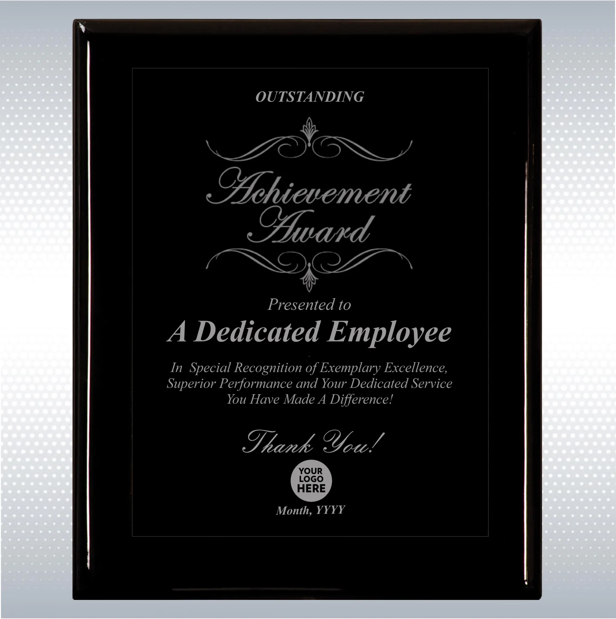 Black Piano Finish Wood Excellence, Achievement Plaque 12