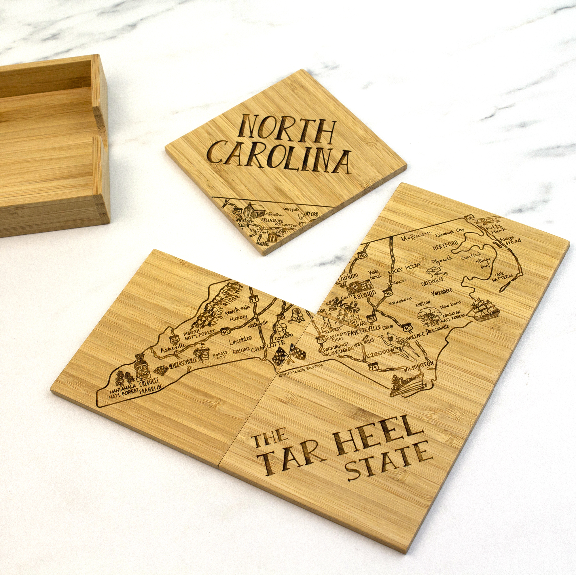 North Carolina Puzzle Coaster Set 6