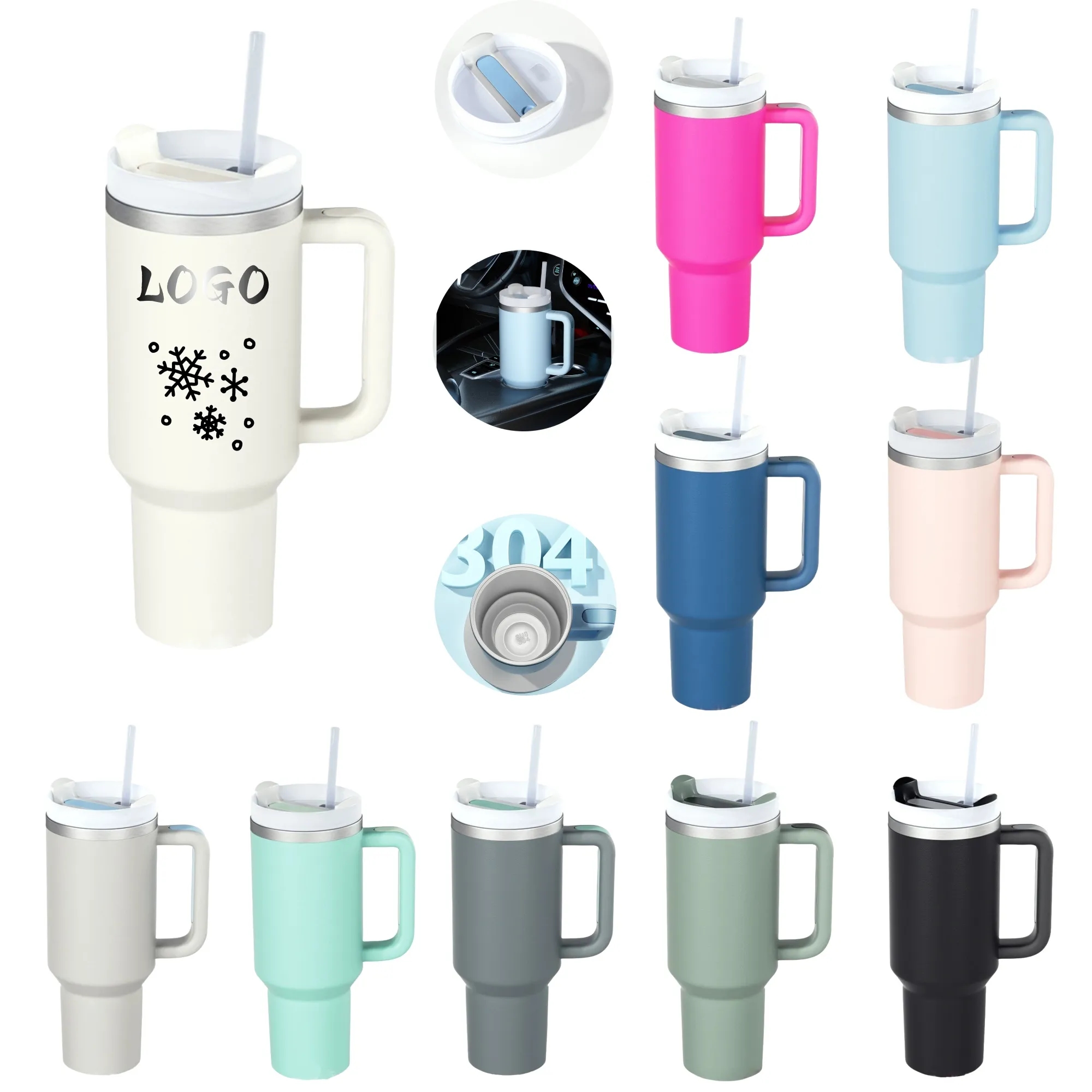 40OZ Vacuum Insulated Travel Iced Cup With Lid And Straw 7