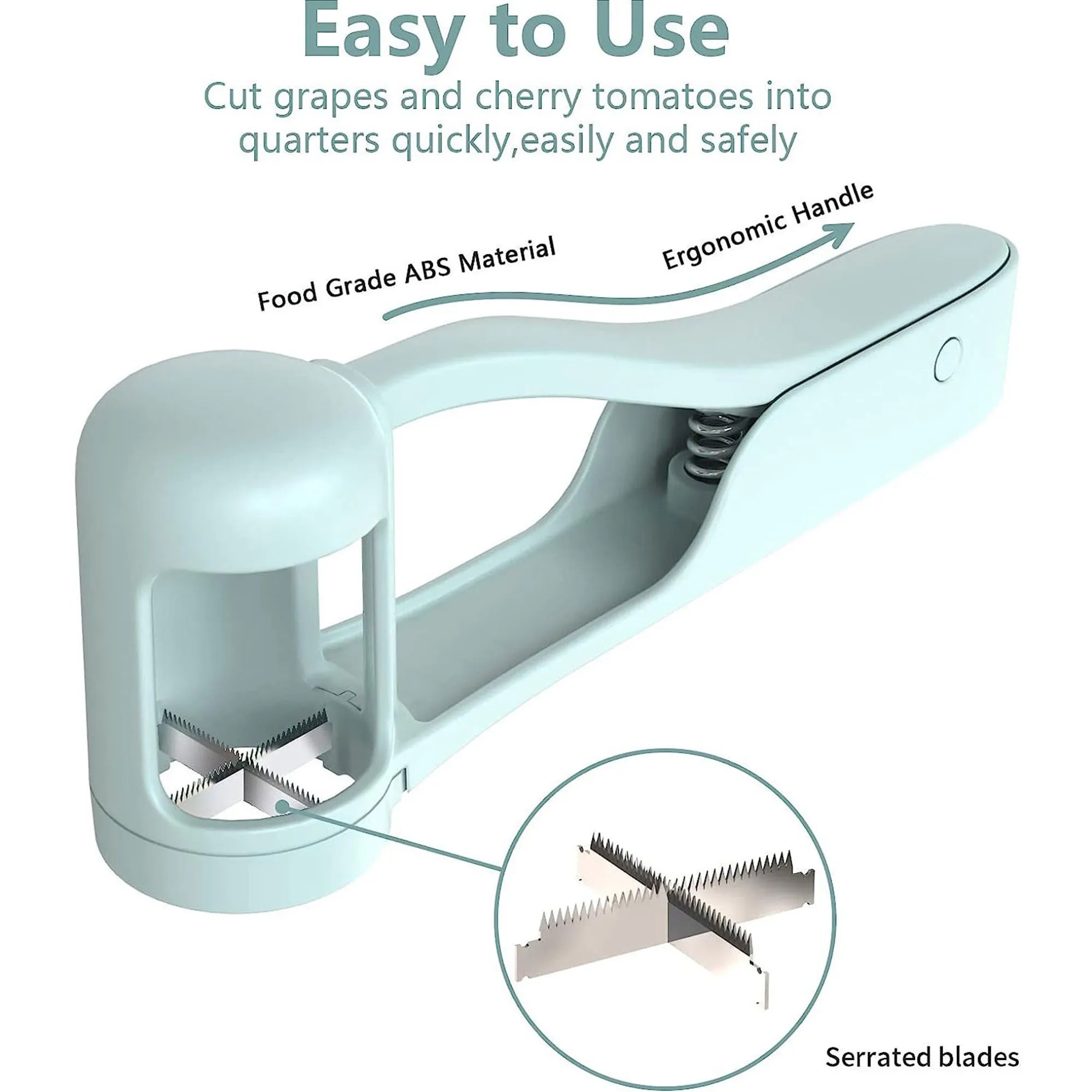 Quick Cut Grape Slicer With Ergonomic Handle Serrated Blades 3