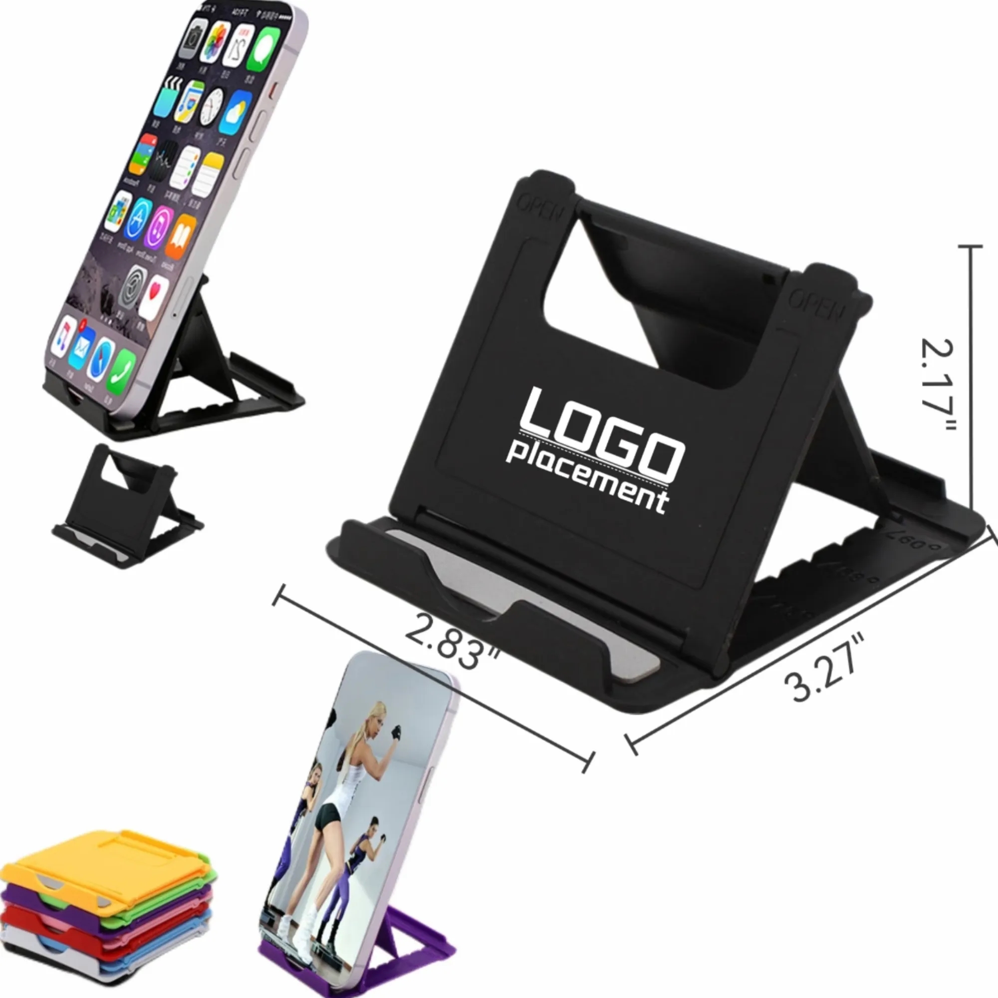 Foldable Phone Tablet Stand, Portable Logo Print 4