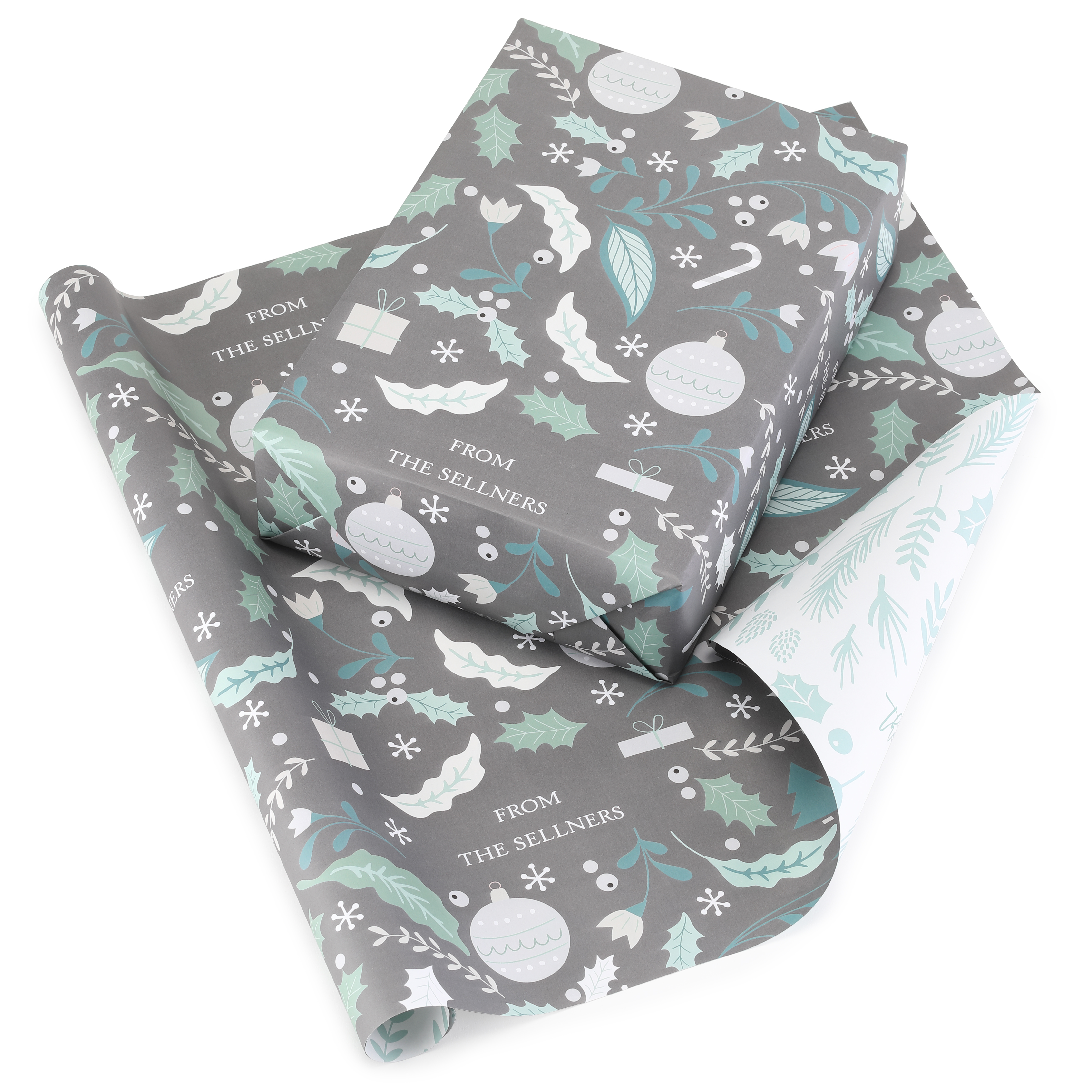 Holiday Floral Reversible Wrapping Paper (28"x20") 3