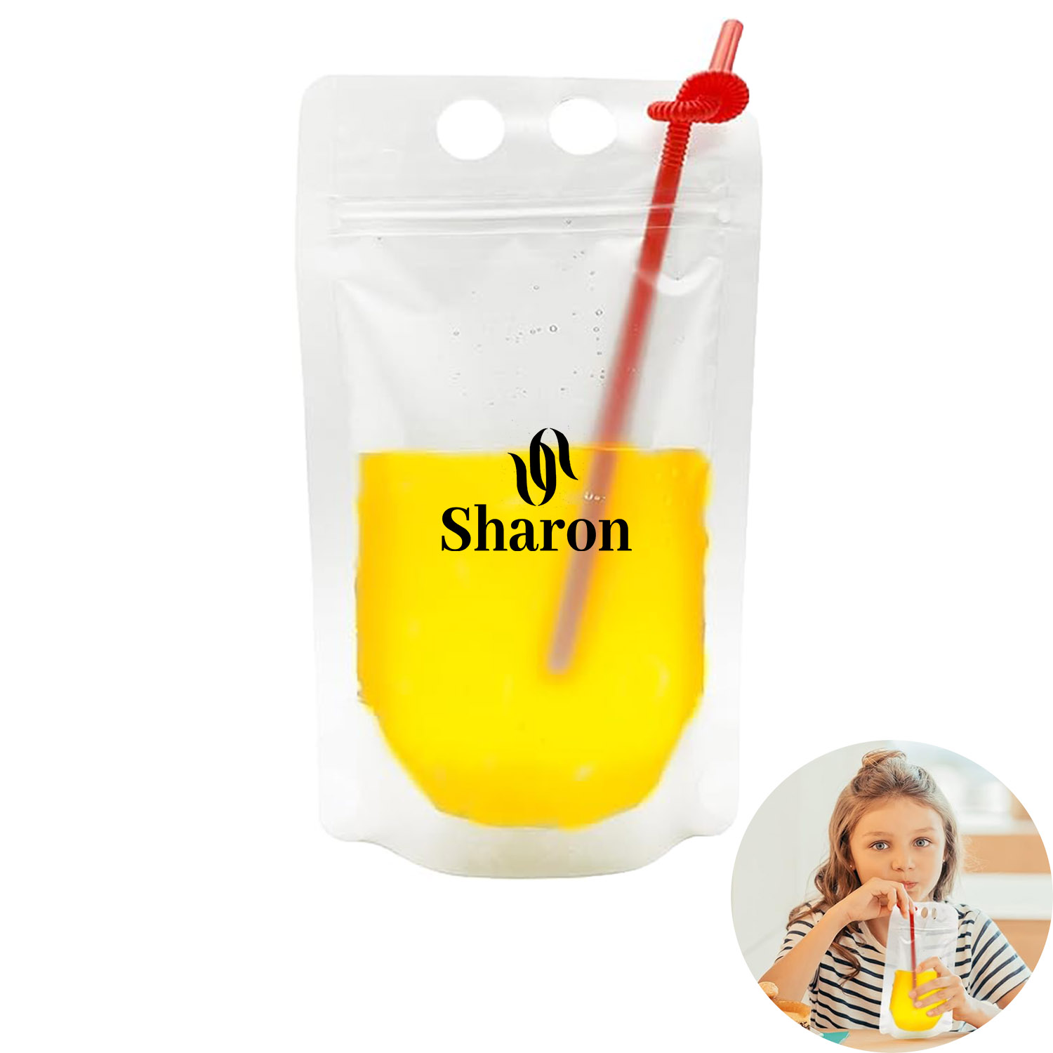 34oz Hand-held Closable Zipper Drinking Pouches With Straw 8