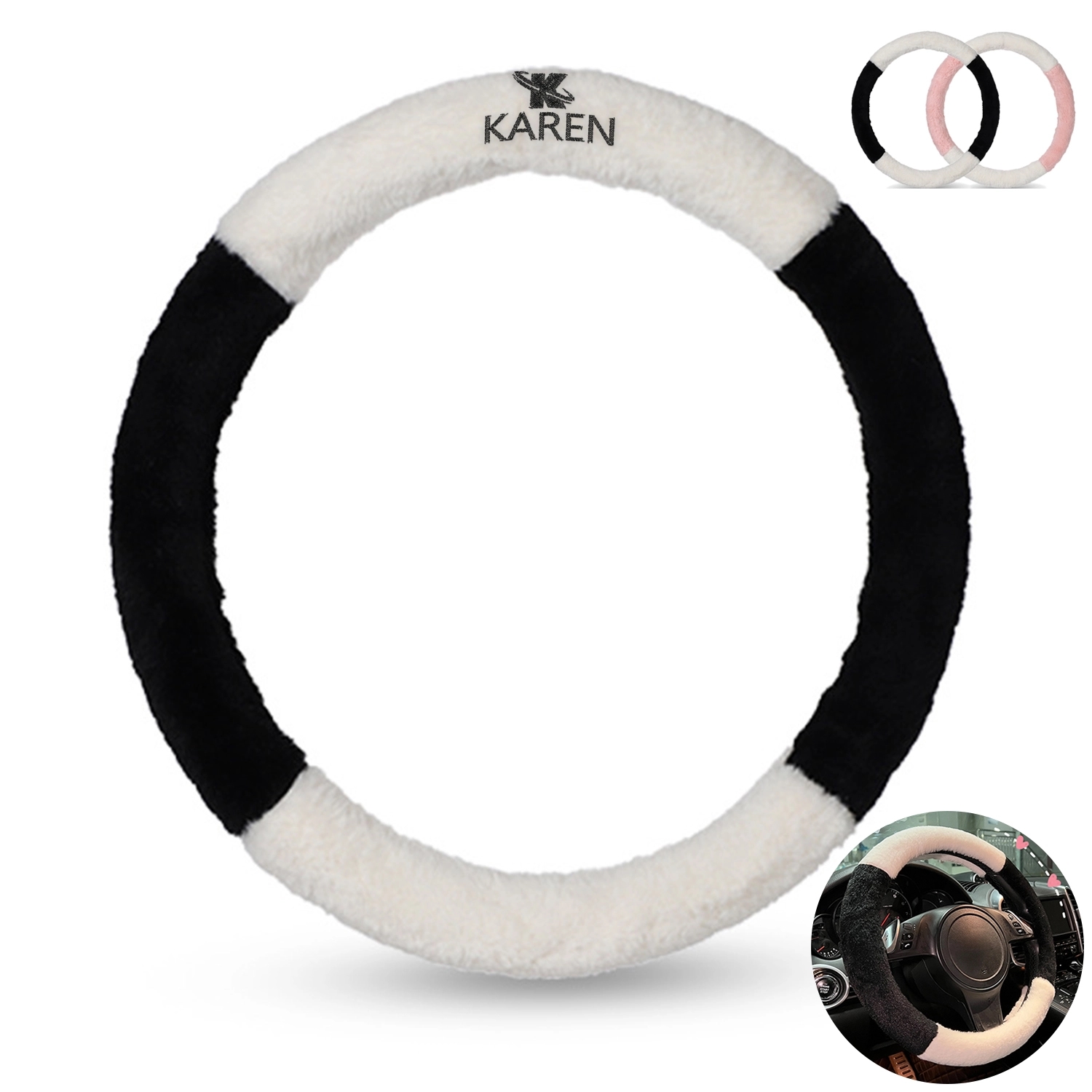 Elastic Microfiber Plush Steering Wheel Cover 1