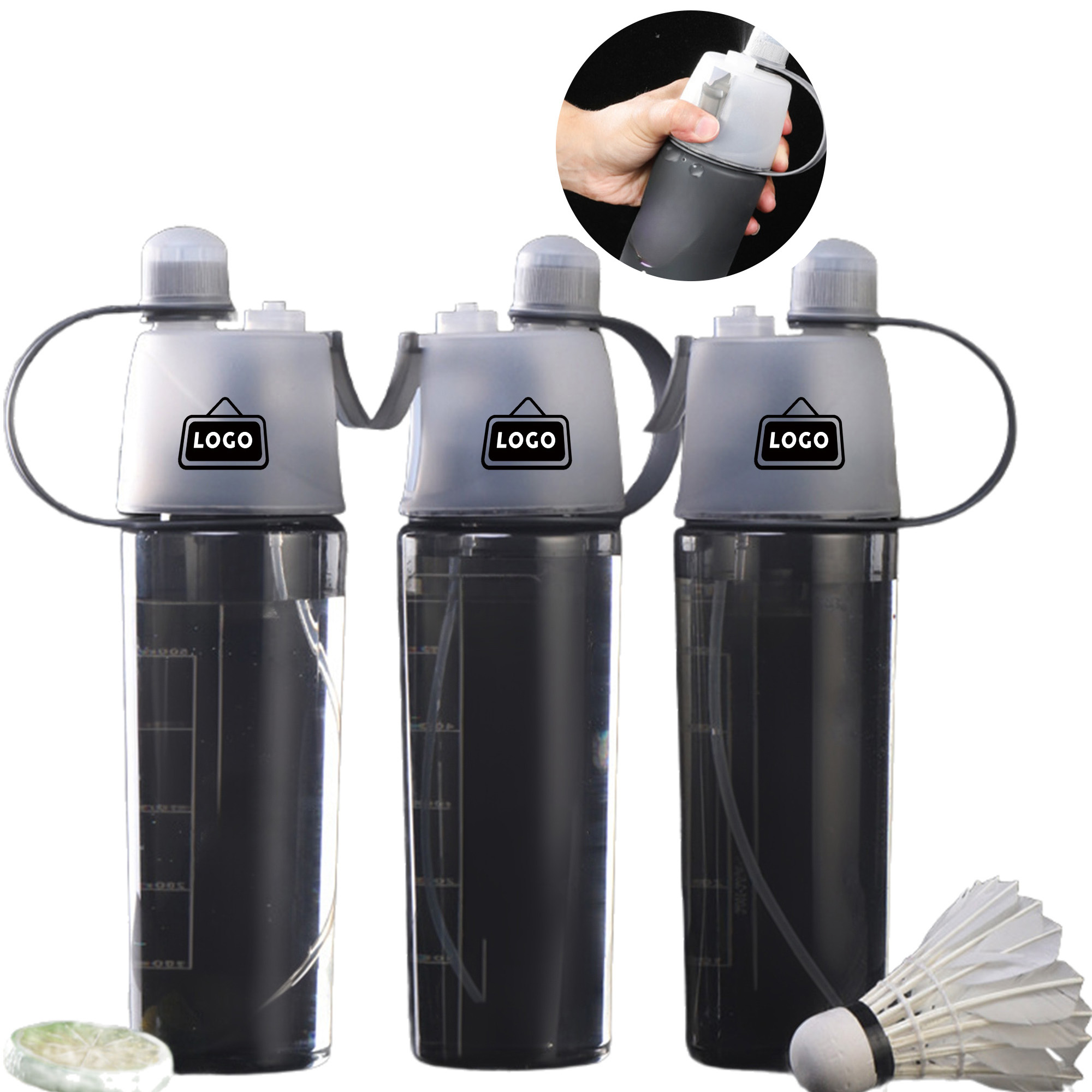 MOQ 50 Portable Mist Spray Water Bottle Hydration Cooling 2