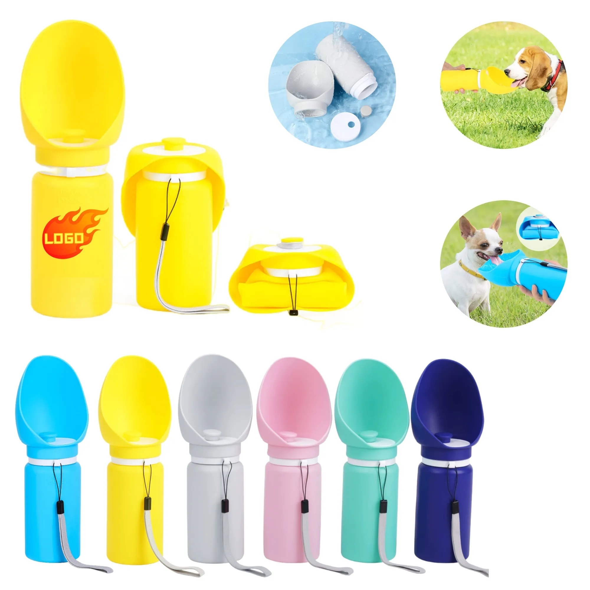 Pet Travel Foldable Water Bottle With Lanyard 4