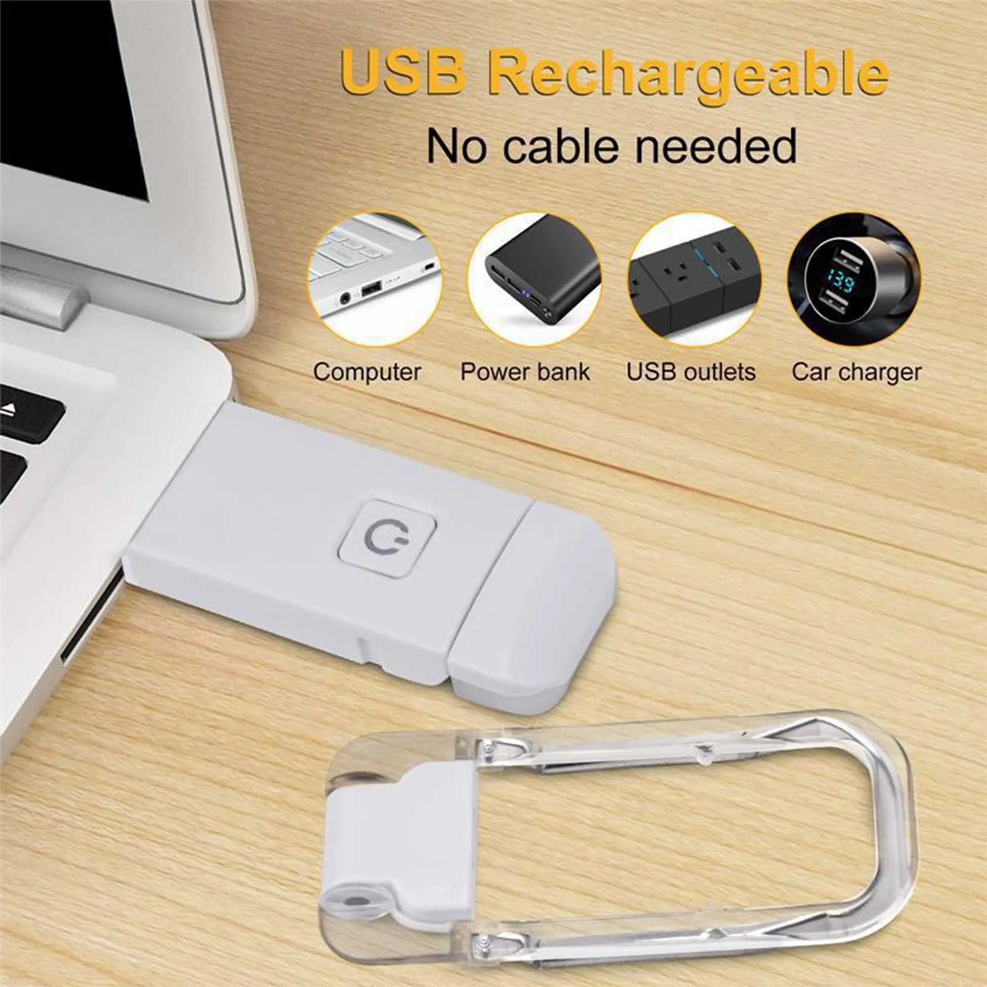 MOQ 20 LED Clip On Reading Light USB Rechargeable 6
