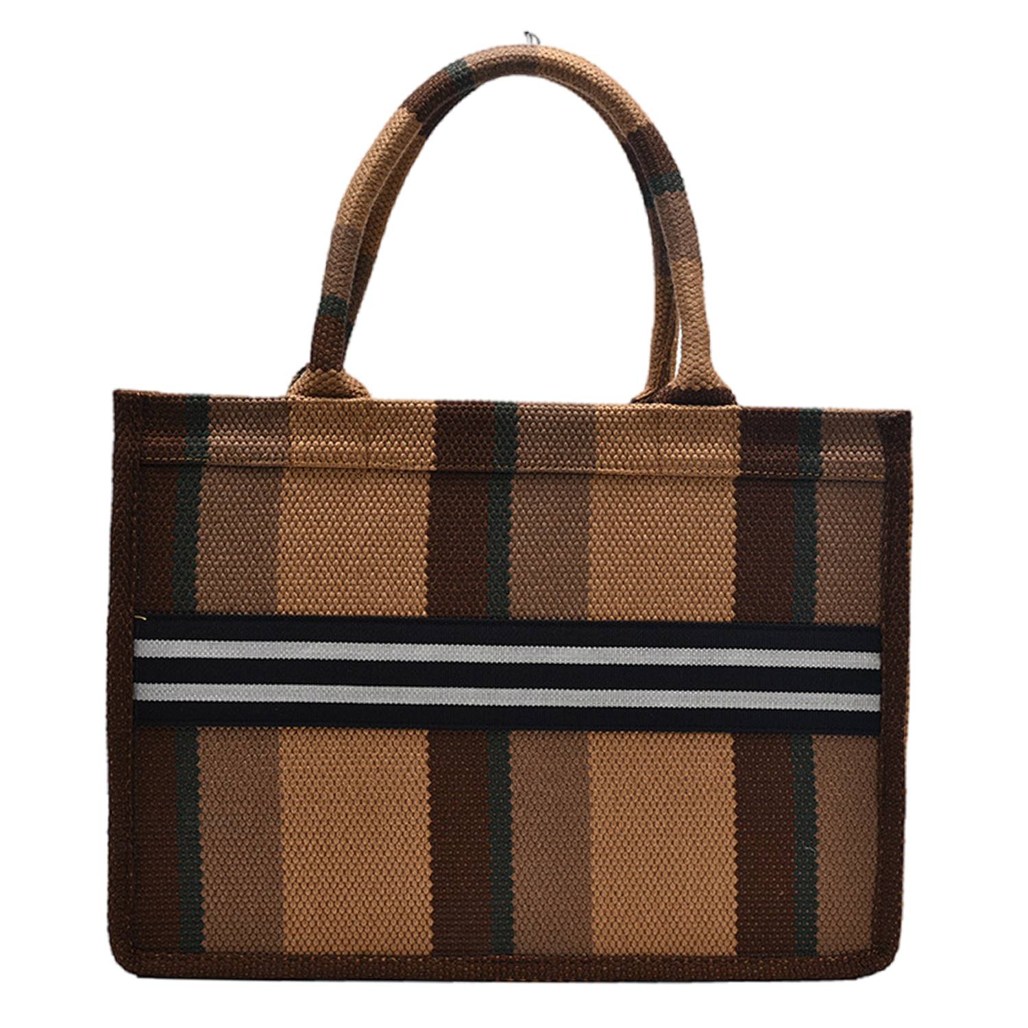Canvas Tote Bag Simple Stripe Large Capacity, custom tote bag with logo imprint 5