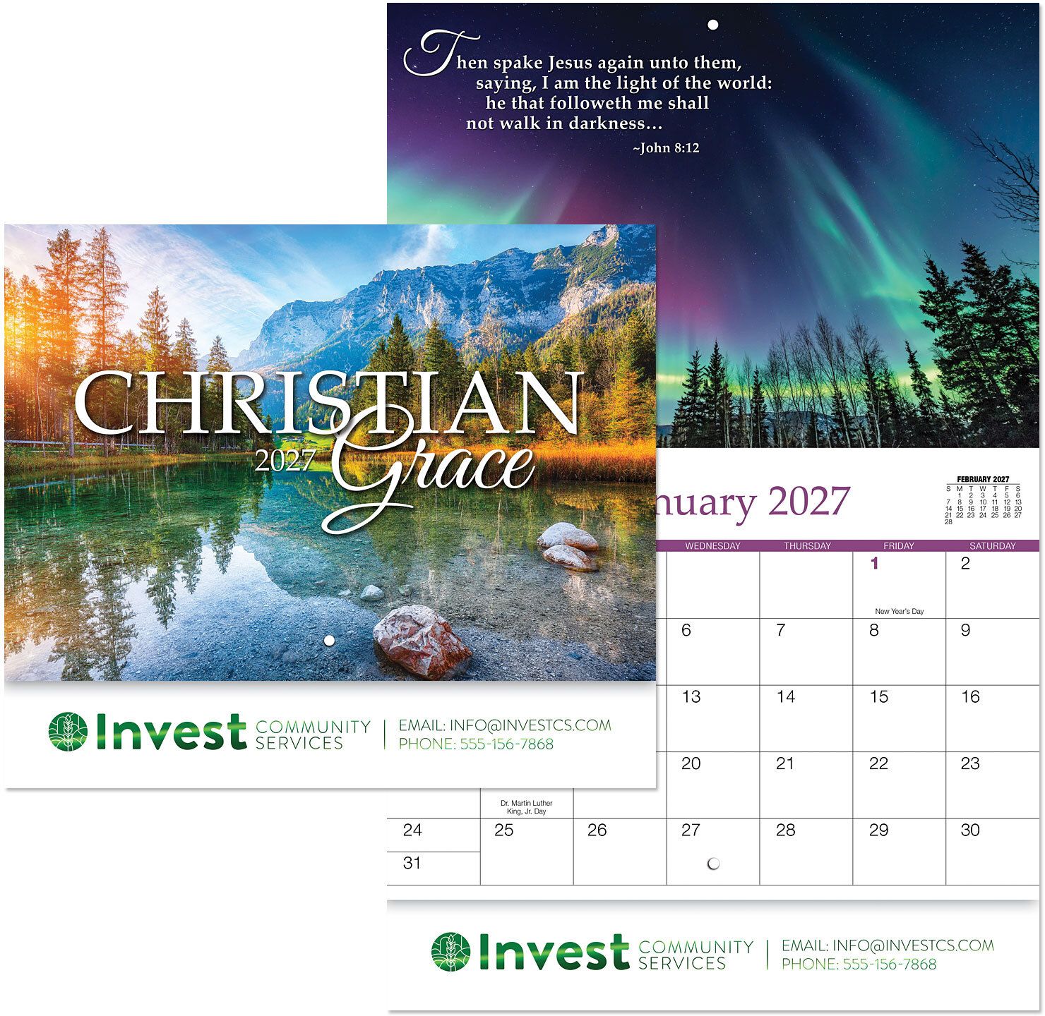 CHRISTIAN GRACE STAPLED WALL CALENDAR