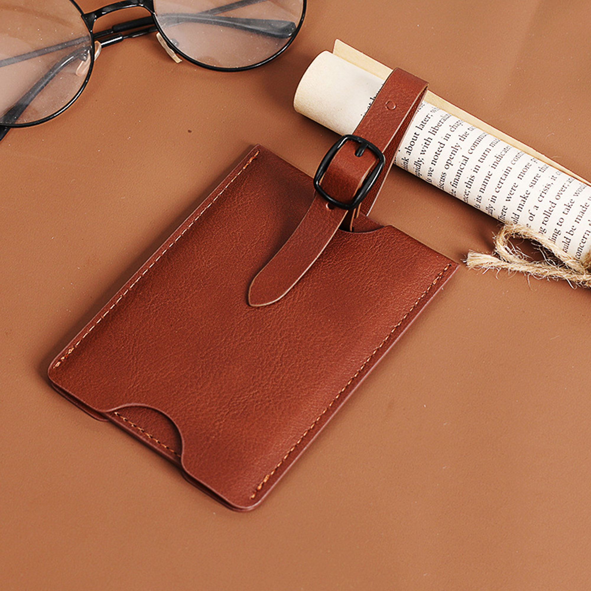 Debossed Premium PU Leather Luggage Bag Tags 4