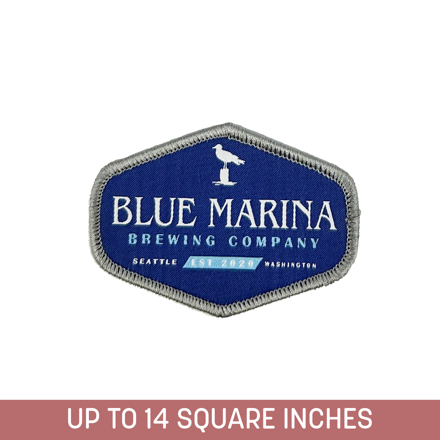 Standard Shape Woven Label Up To 14 Sq. Inches W/ Embroidery Backing And Embroidered Edge (5-Ply)
