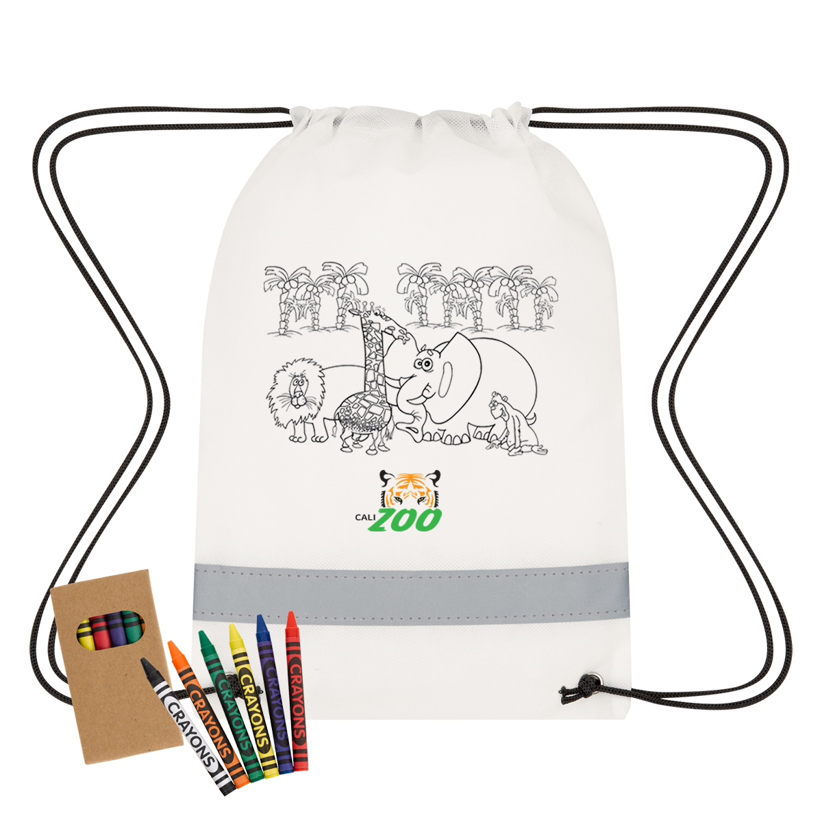 Lil' Bit Reflective Coloring Drawstring Bag With Crayons 6